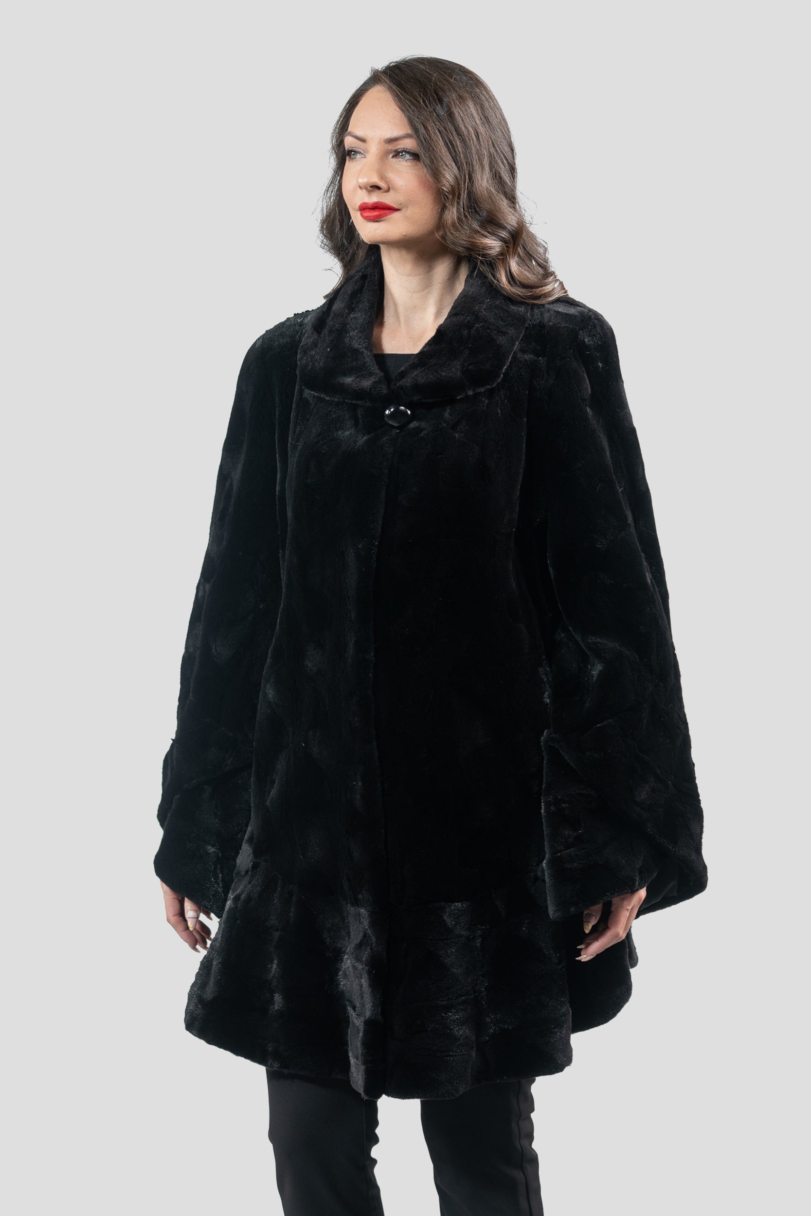Black Mink Pieced Half Coat 2550