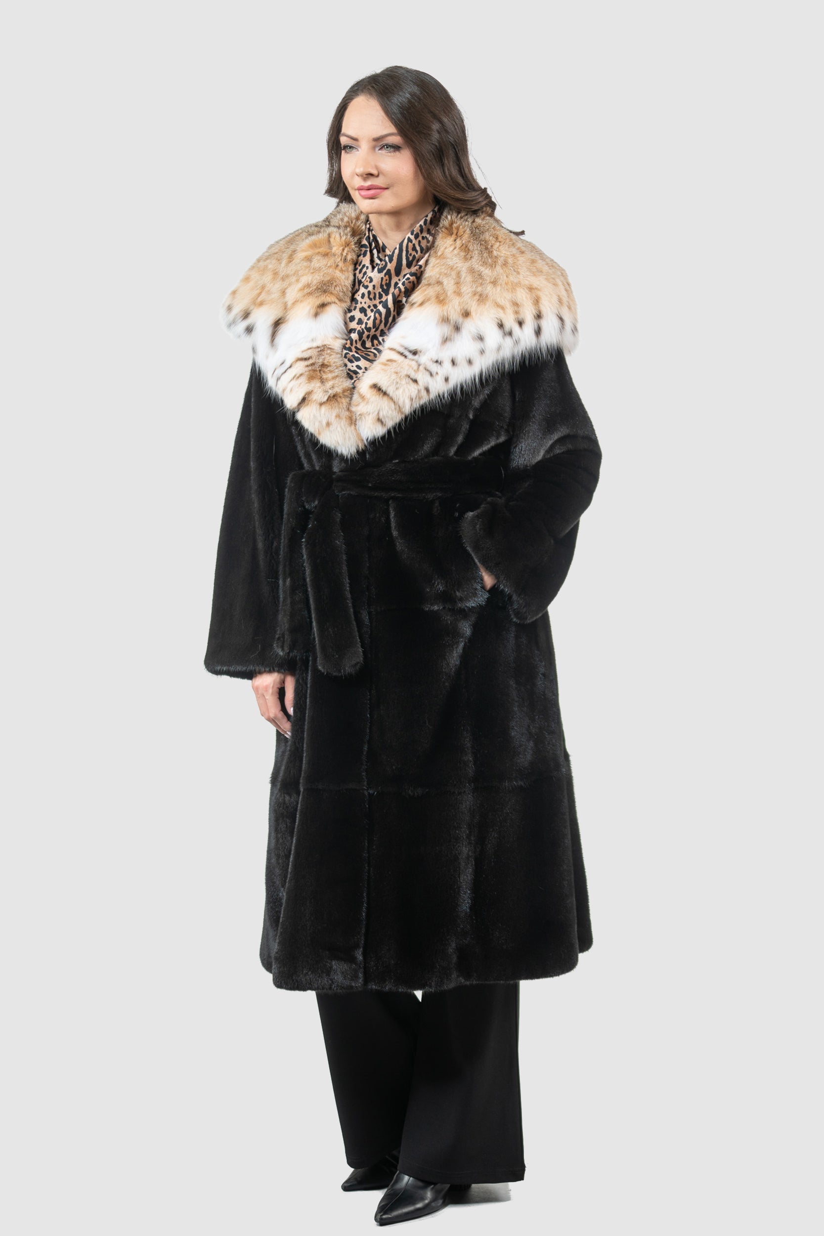Blackglama Mink Coat with Bobcat Hood S/S13C978