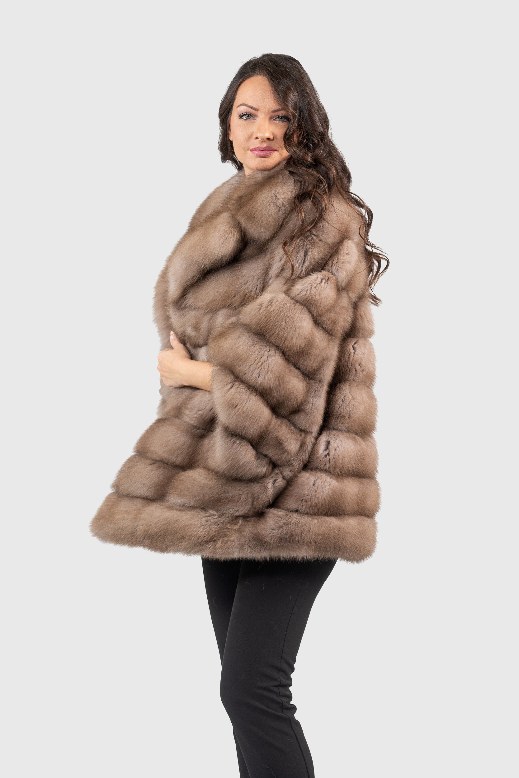 Graphite Baumarten Cape with Notch Collar 929