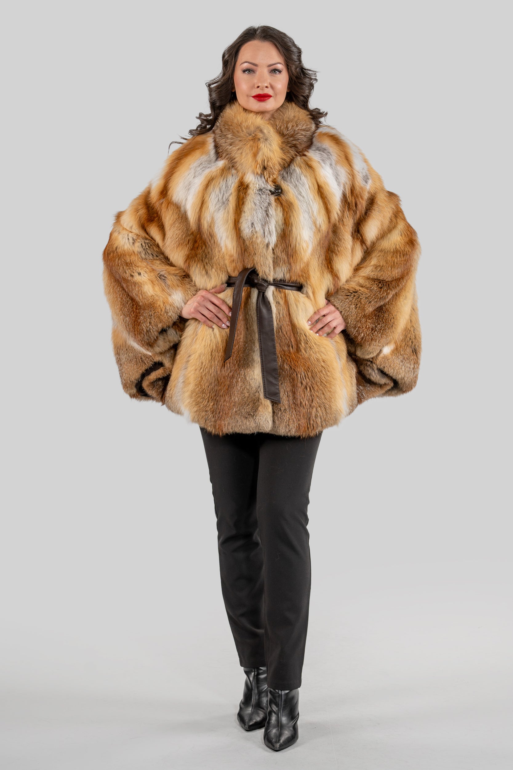 Natural Fox Half Coat with Stand Collar 13C719