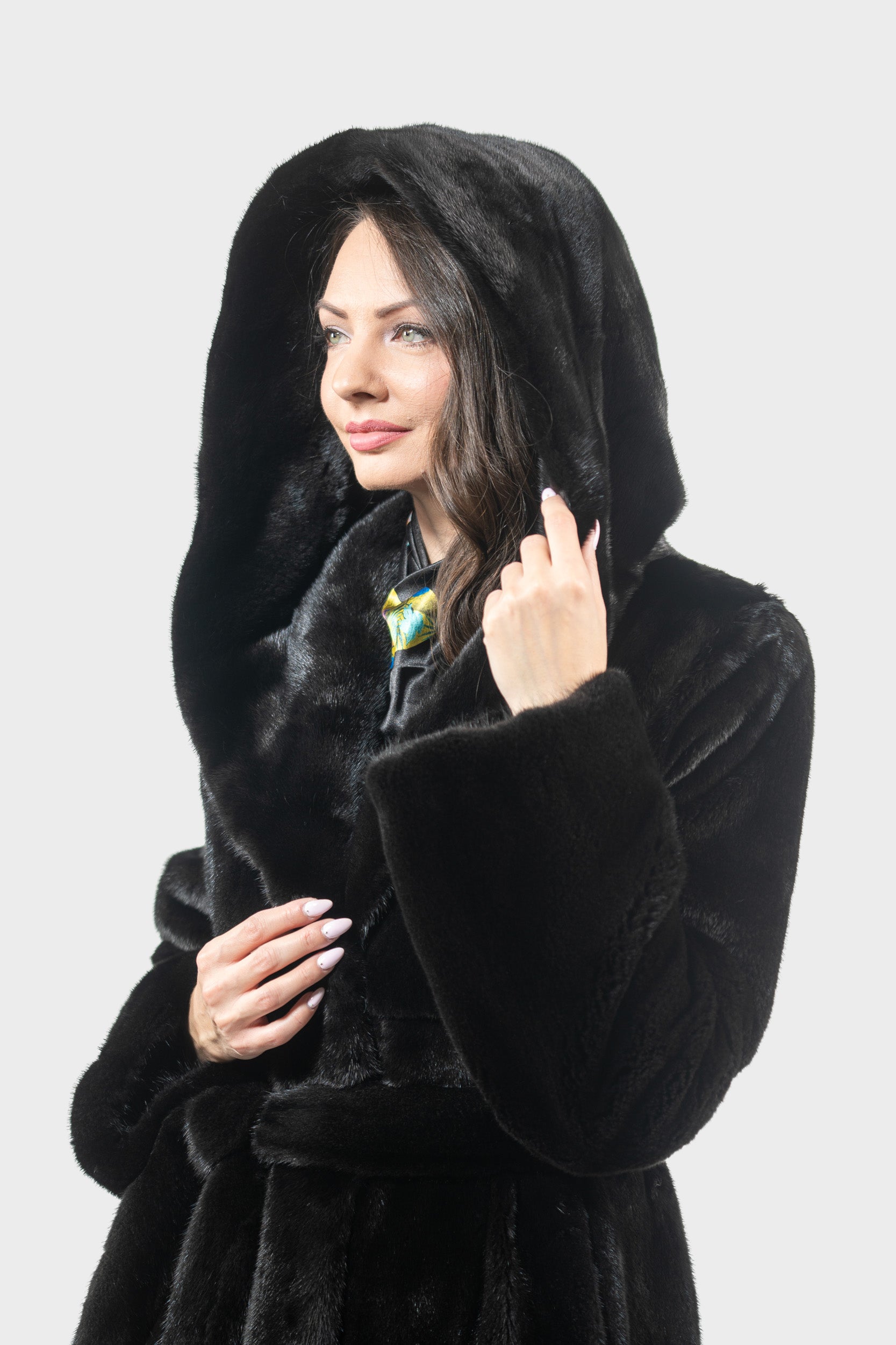 Blackgalama Mink Coat With Attached Hood S/S13C978H