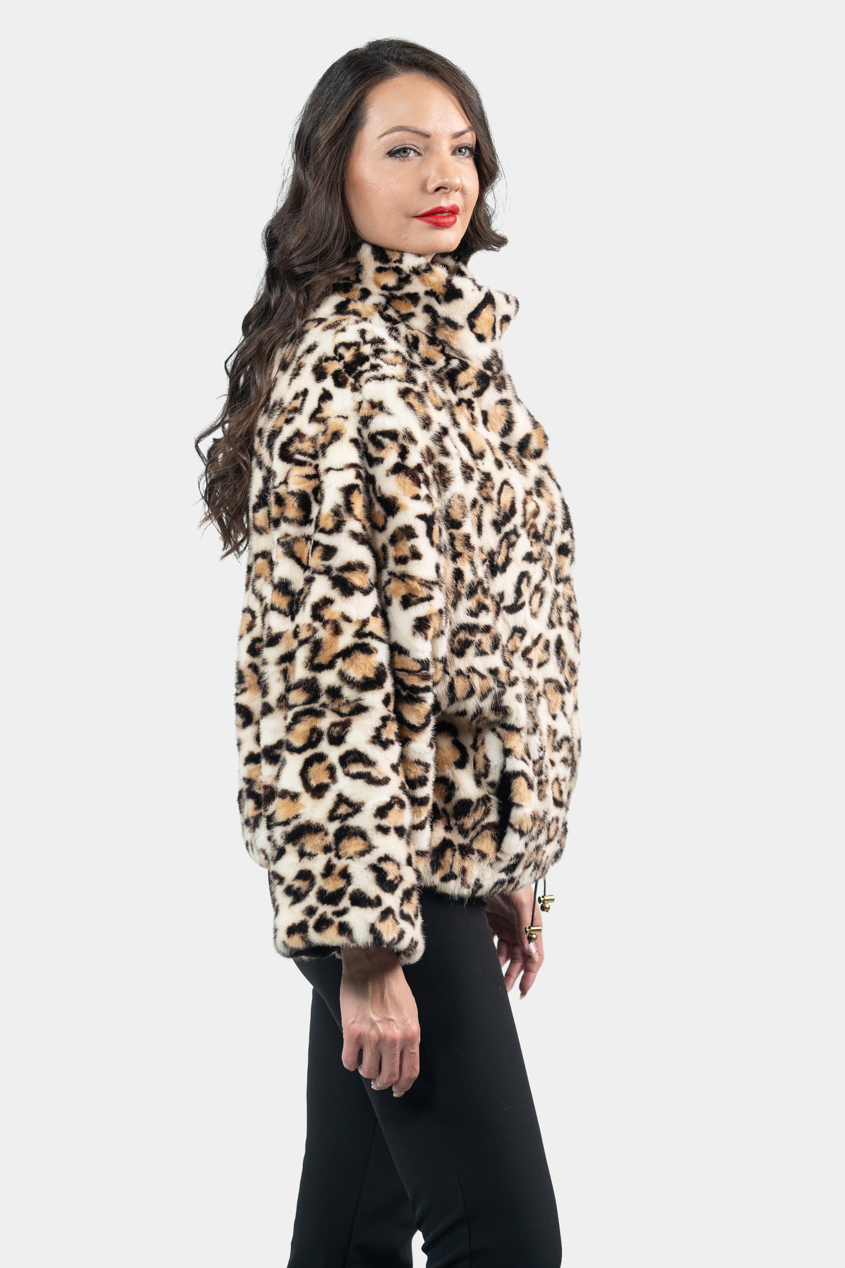 Leopard Mink Pieced Jacket 13C138