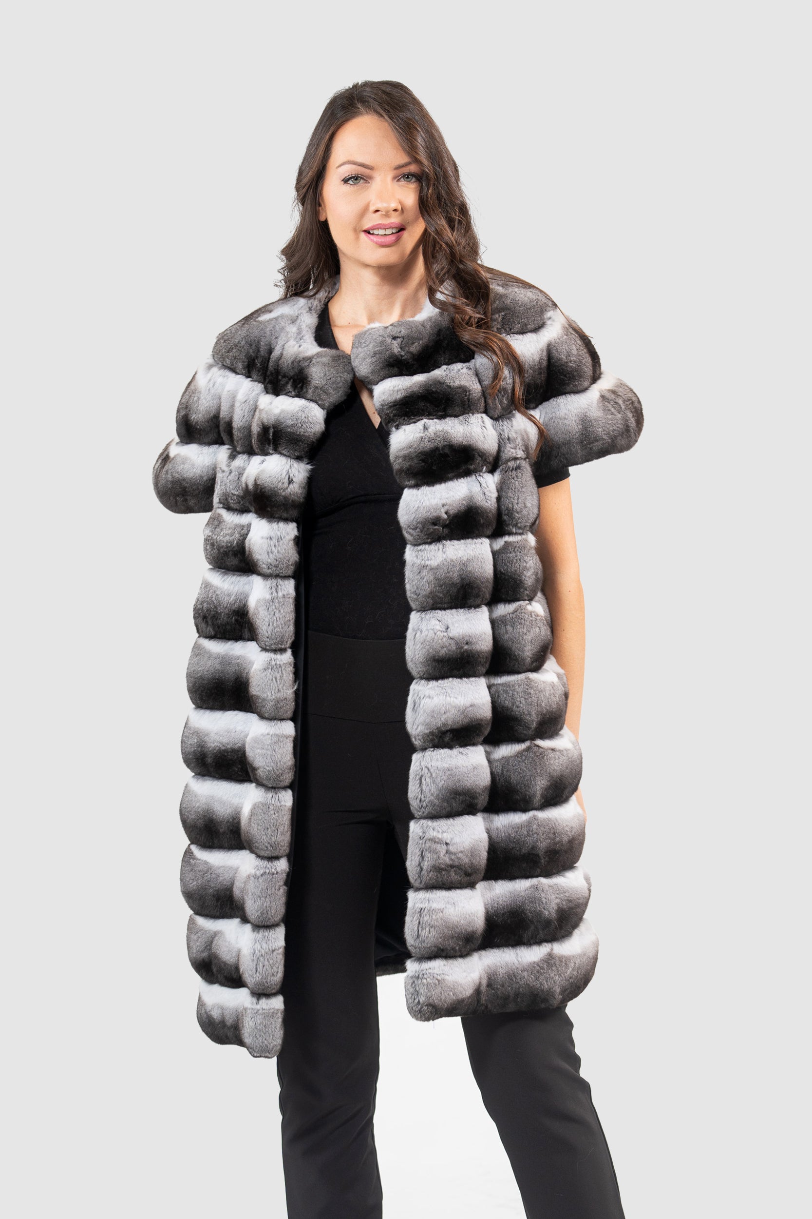 Chinchilla Collarless Vest P/K13C525