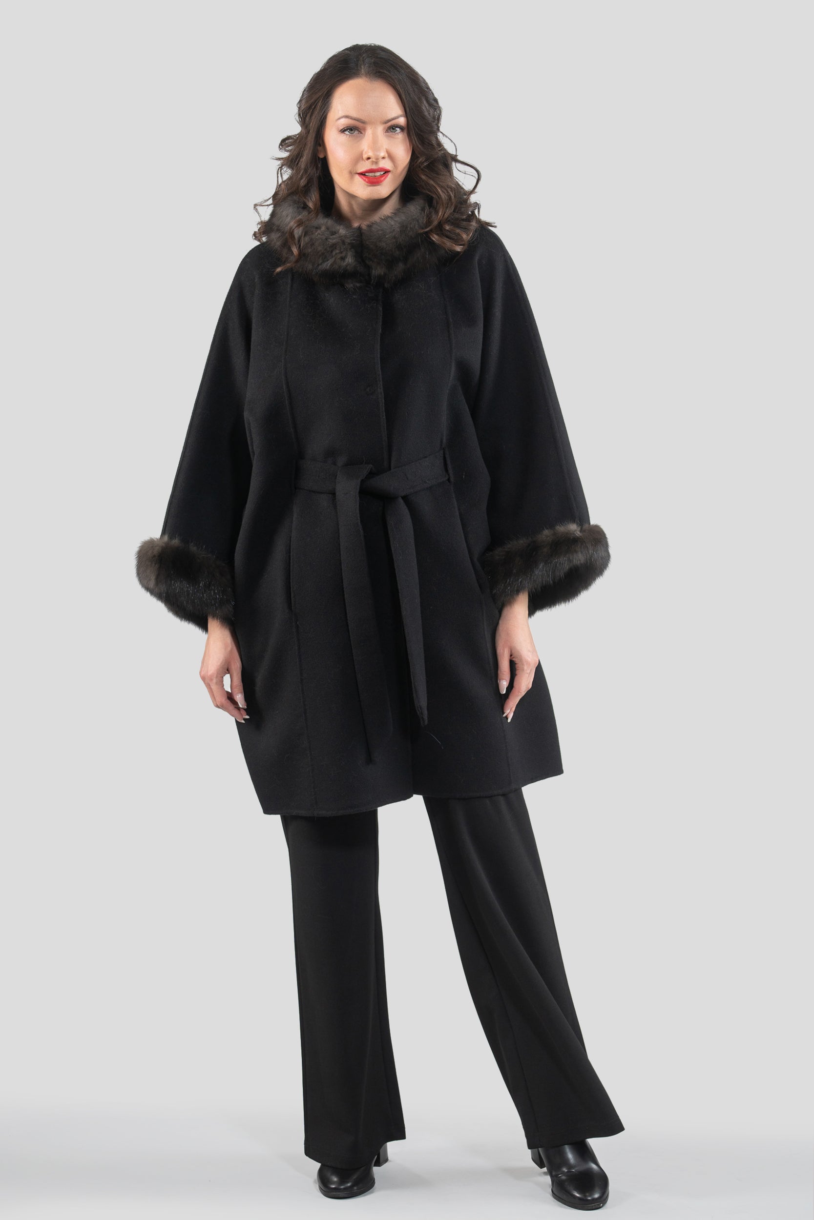 Black Cashmere Cape with Russian Sable Trim 2005