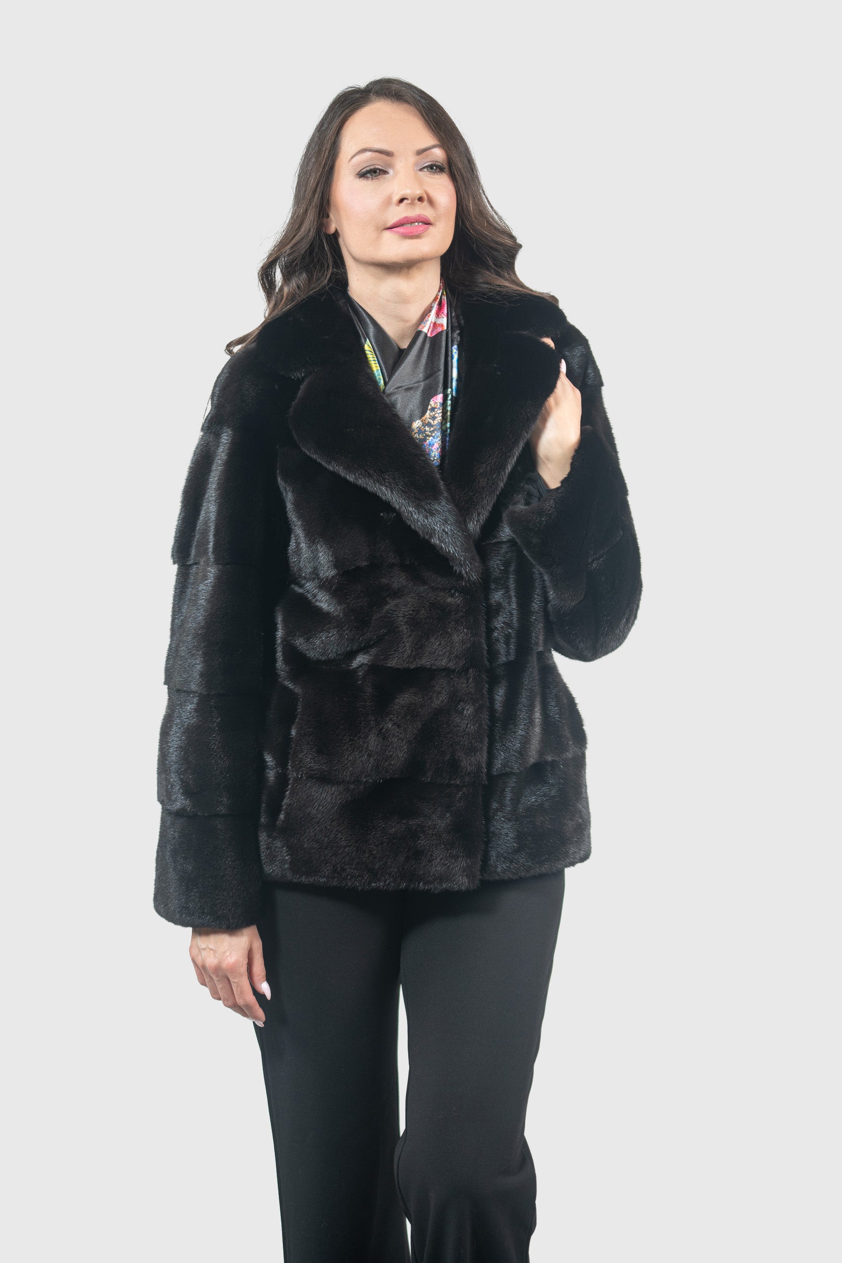 Blackglama Mink Jacket With Notch Collar P/K13C528S20