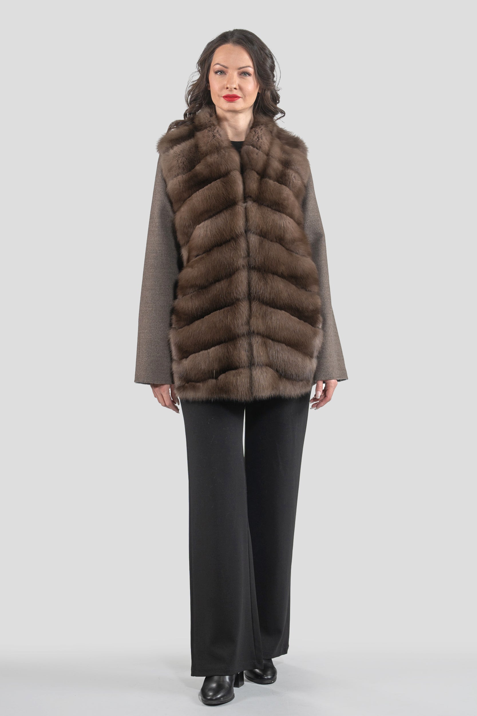 Brown Grey Cashmere Jacket with Baumarten Trim 17c8003