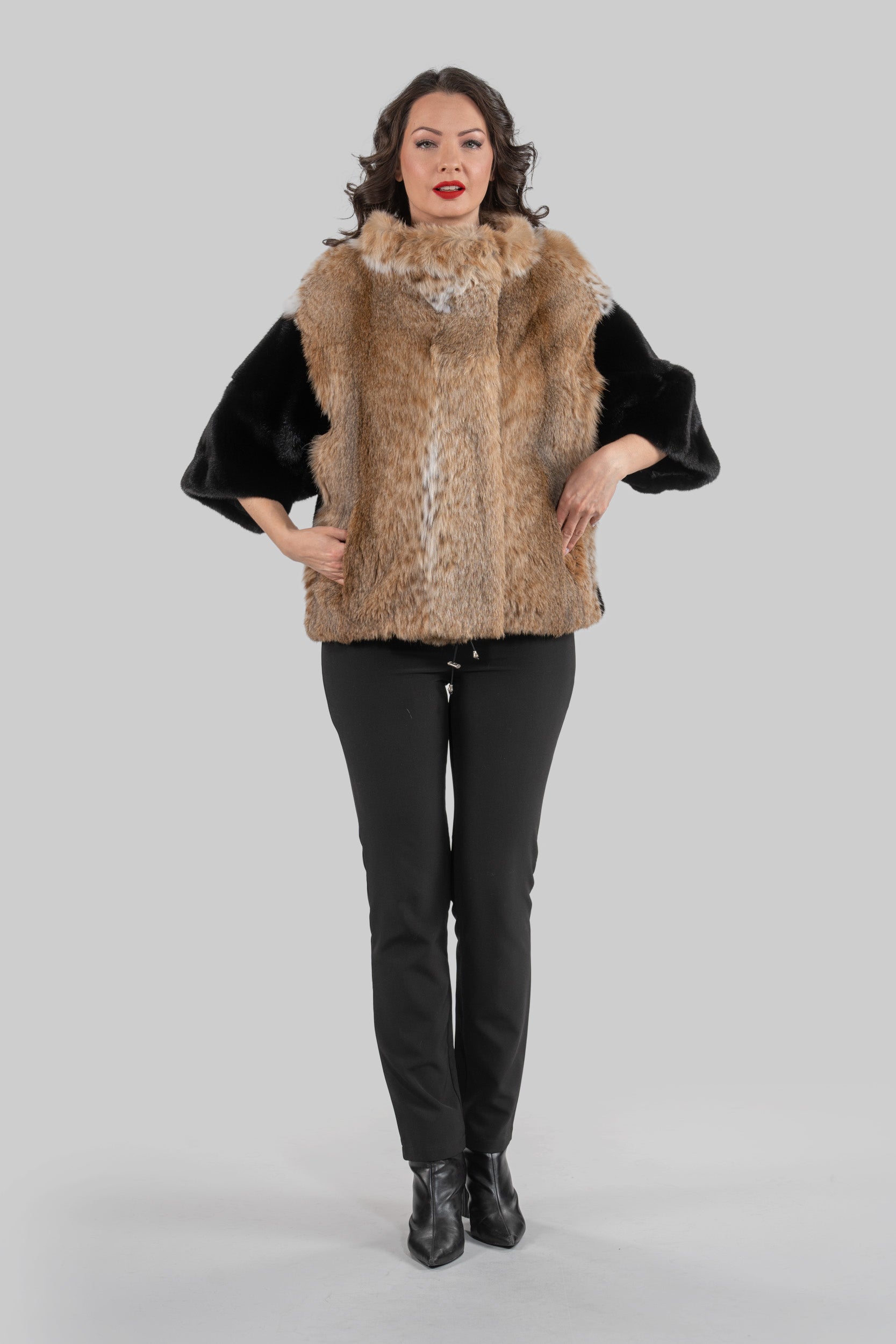 Bobcat Jacket with Mink Trim L/O13C139