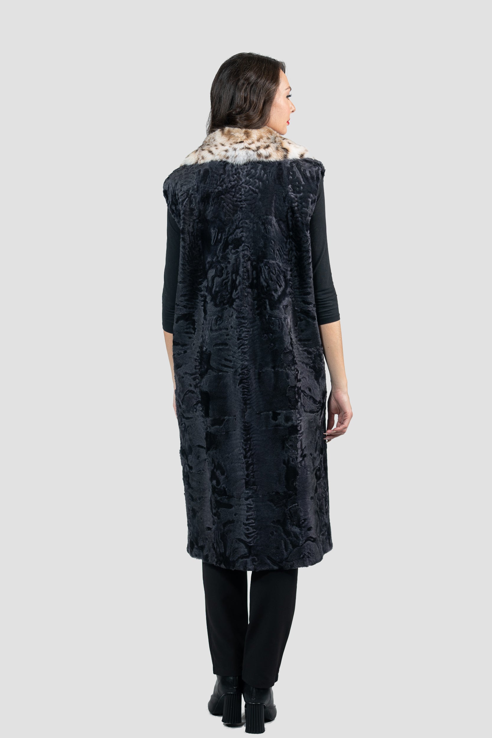 Gray Moon Swakara Vest with Bobcat Notch Collar S/S13c519s20