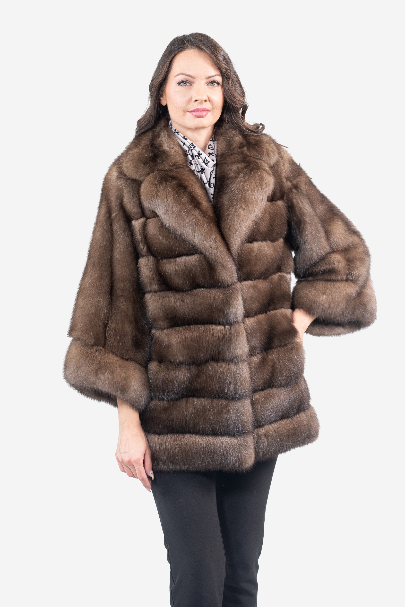 Platino Russian Sable Half Coat with Notch Color and Let Out Sleeves P/K13c530s20V30