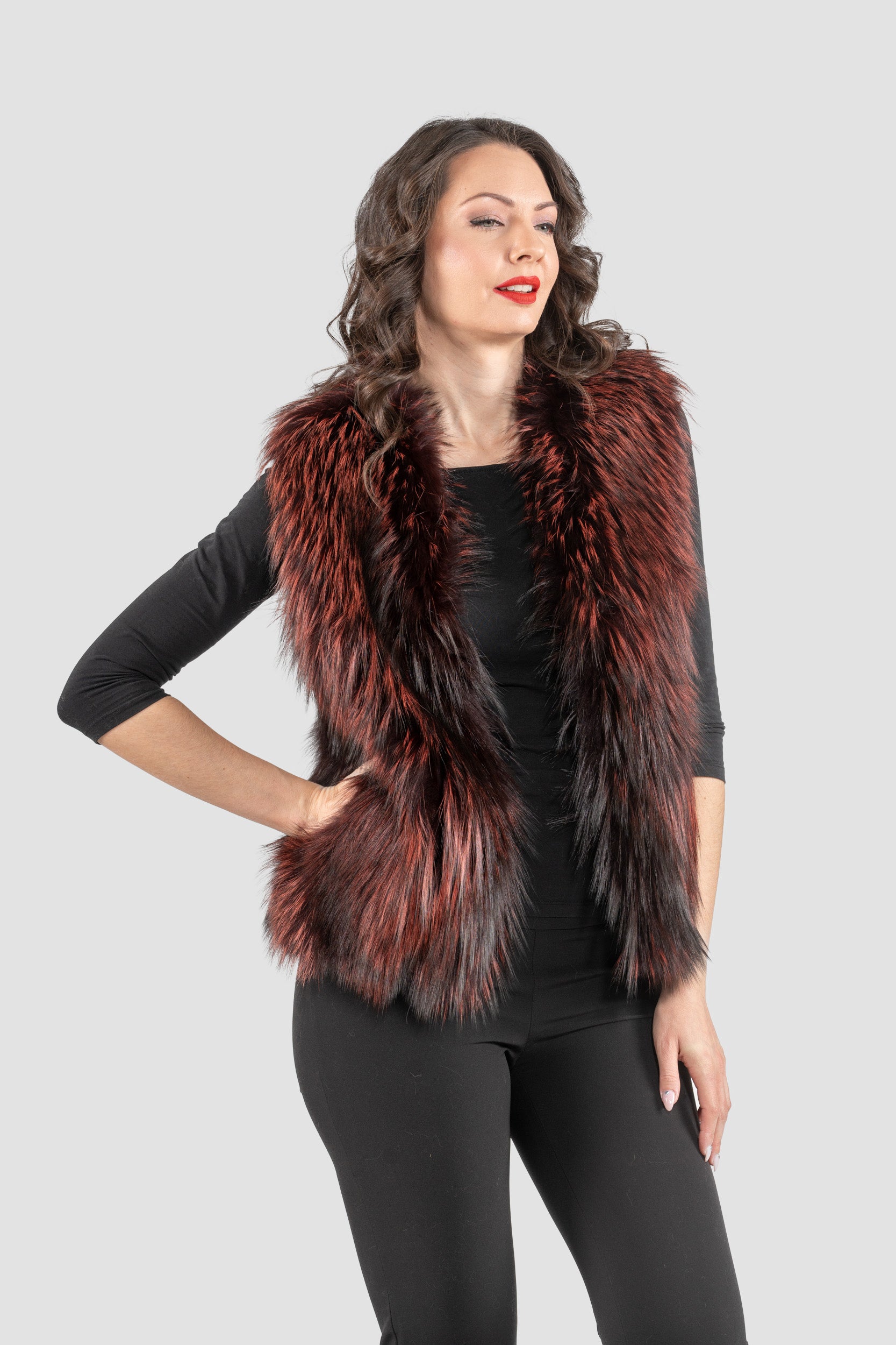 Bordeaux Fox Fur Vest ML170
