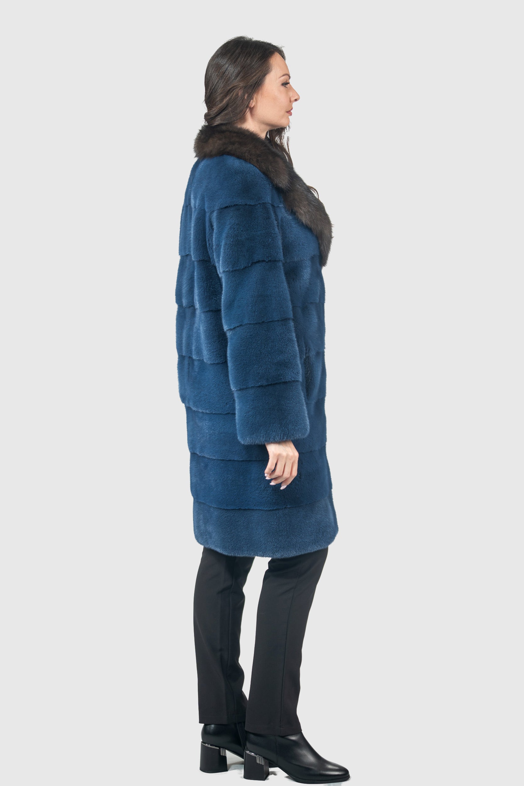 Bluejean Mink Half Coat with Russian Sable Notch Collar P/K13c530s20