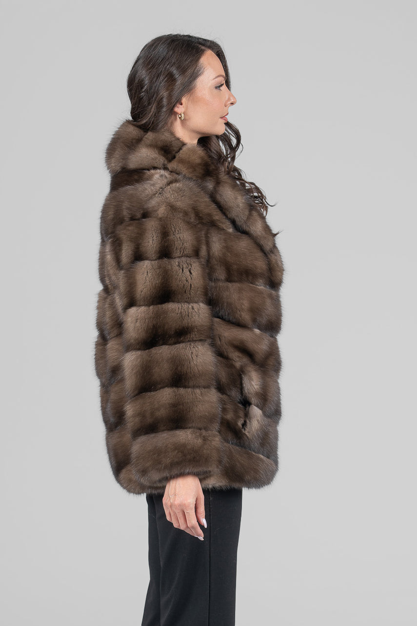 Platino Russian Sable Half Coat with Shawl Collar A/K13C530gC17