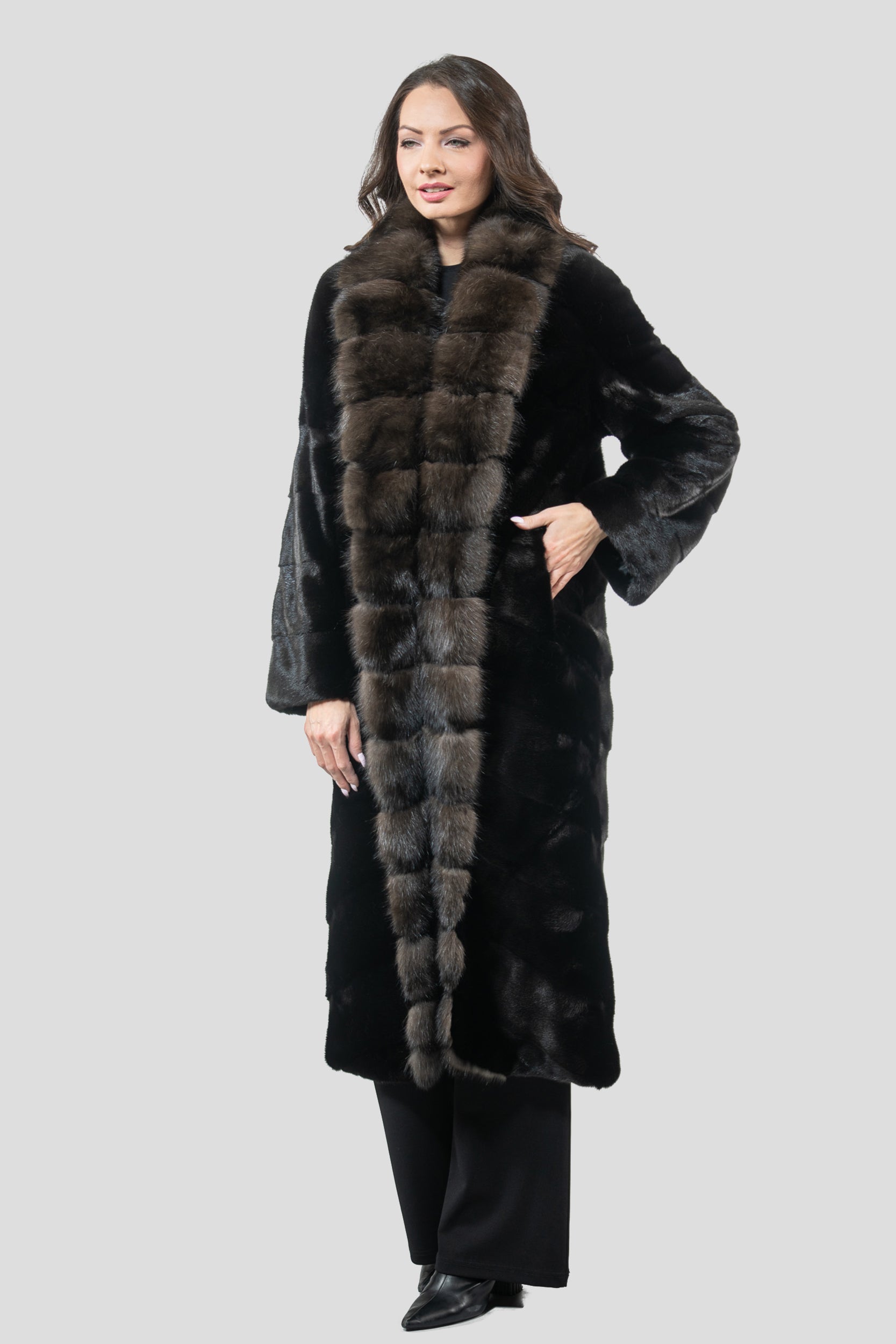 Blackglama Mink Coat With Russian Sable Trim A/K22C15