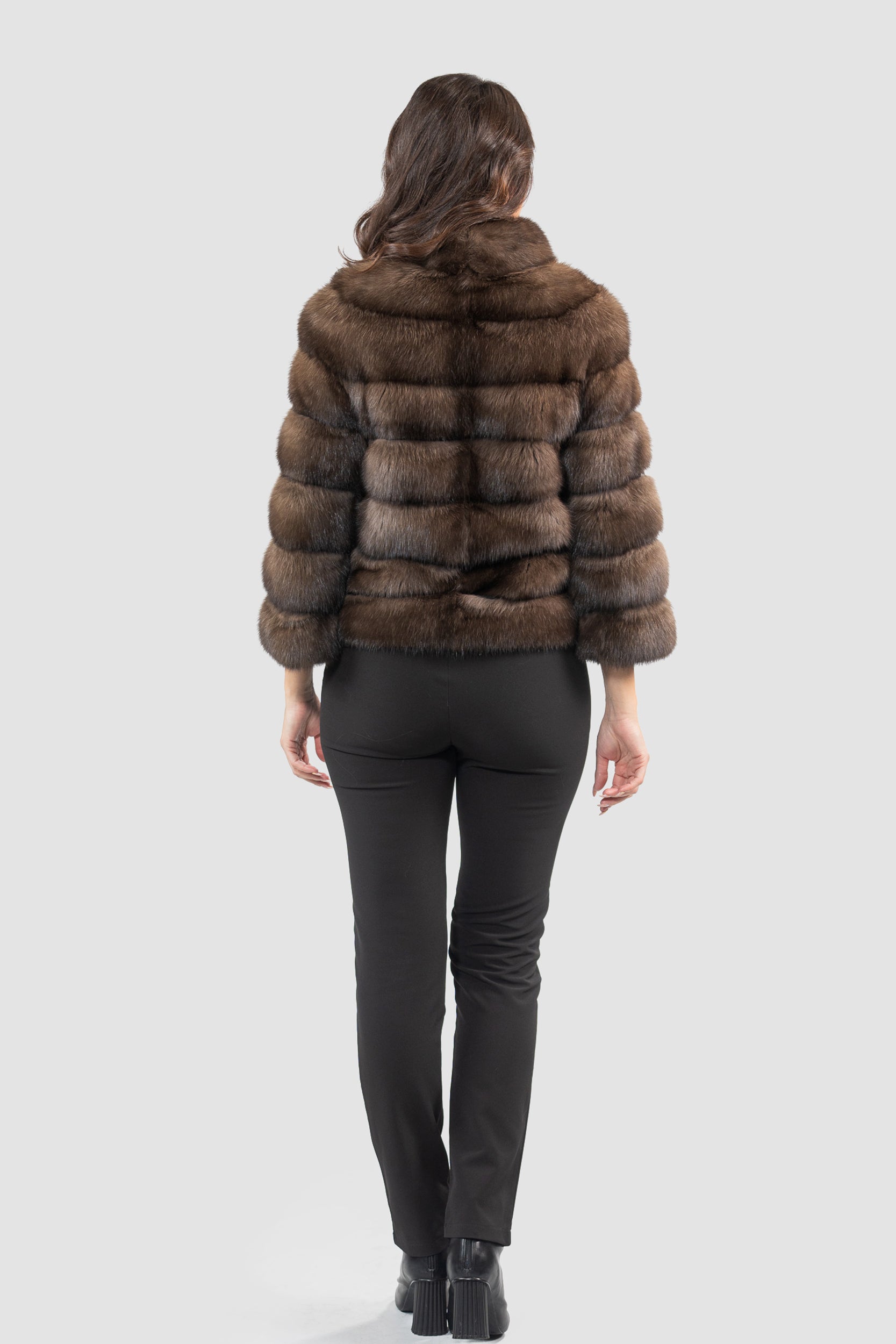 Dark Russian Sable Jacket with Stand Collar P/K13C528