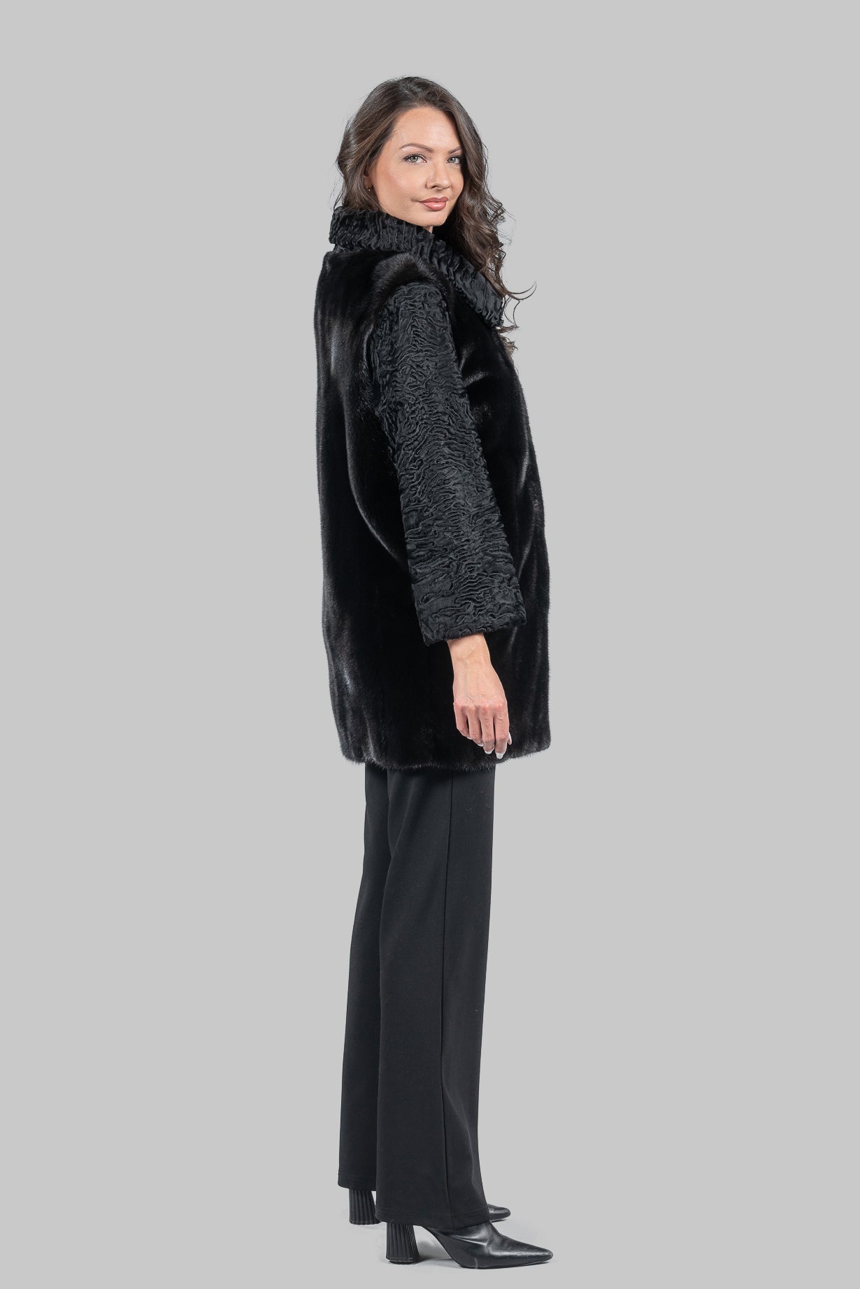 Blackglama Mink Jacket with Swakara Sleeves and Platter Collar S/S18M7000