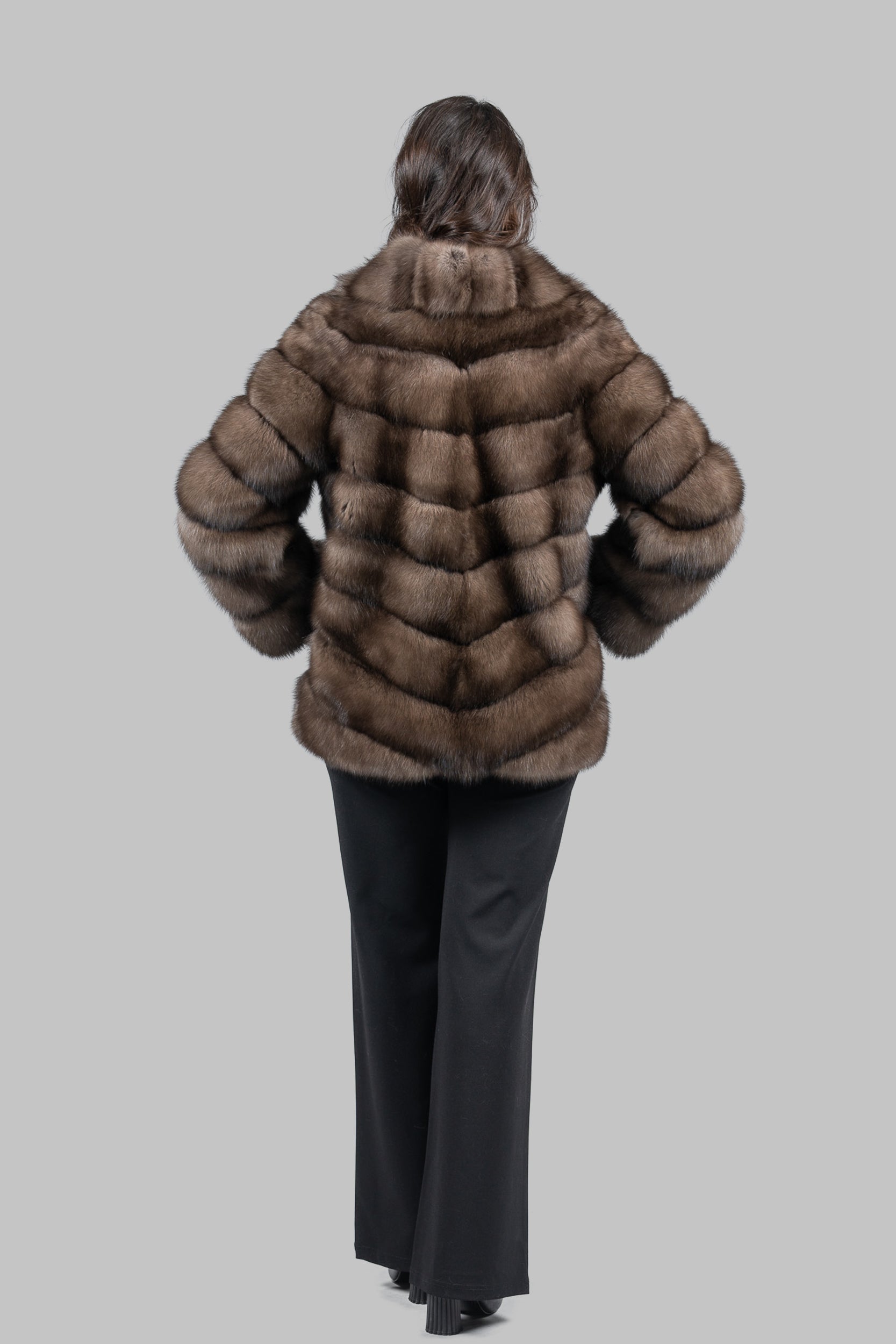 Platino Russian Sable Jacket with Shawl Collar V/K13C528C17