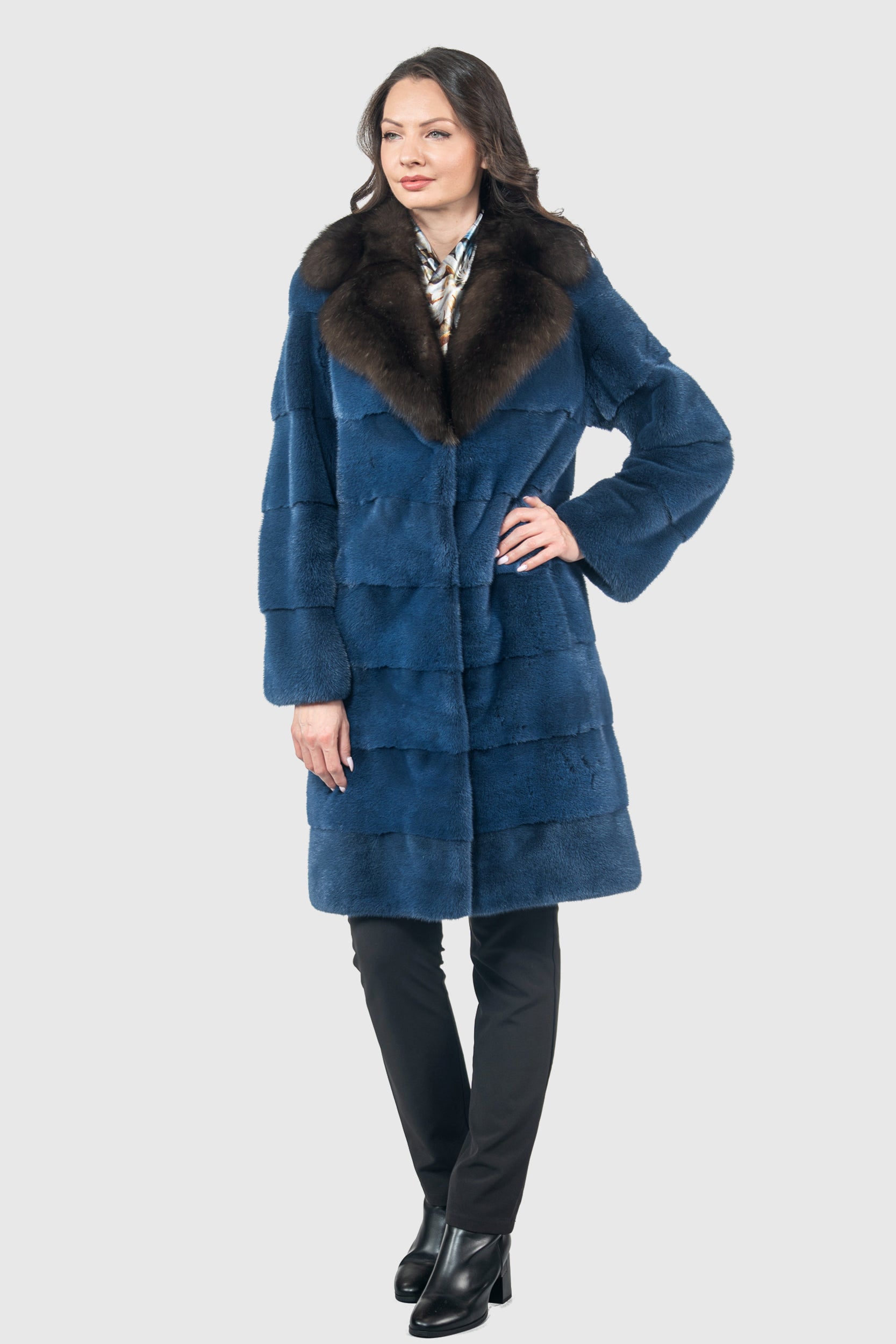 Bluejean Mink Half Coat with Russian Sable Notch Collar P/K13c530s20