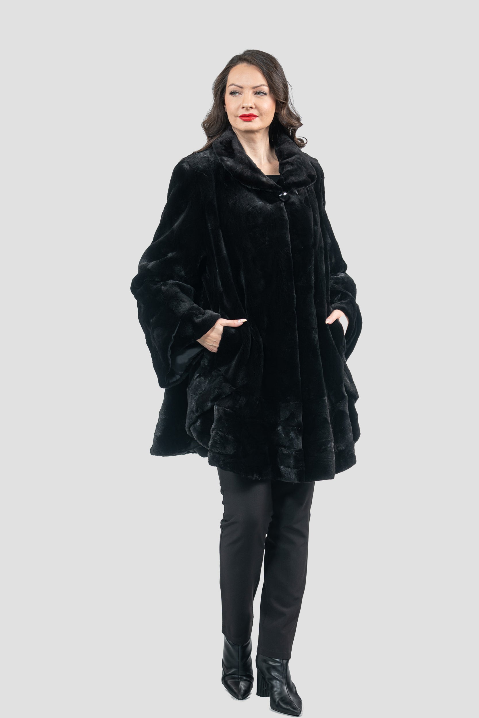 Black Mink Pieced Half Coat 2550