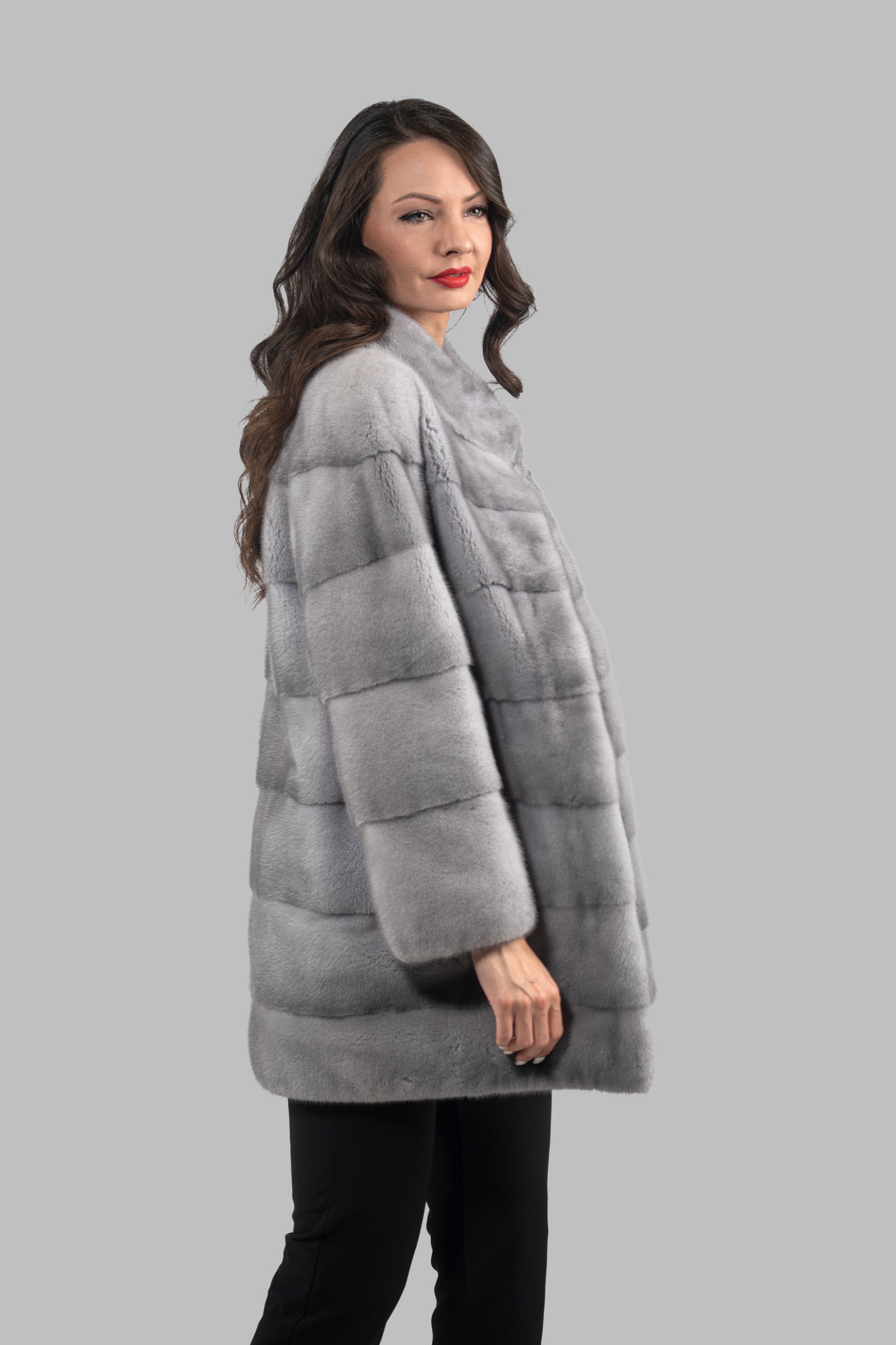 Sapphire Mink Half Coat with Stand Collar P/K13C530