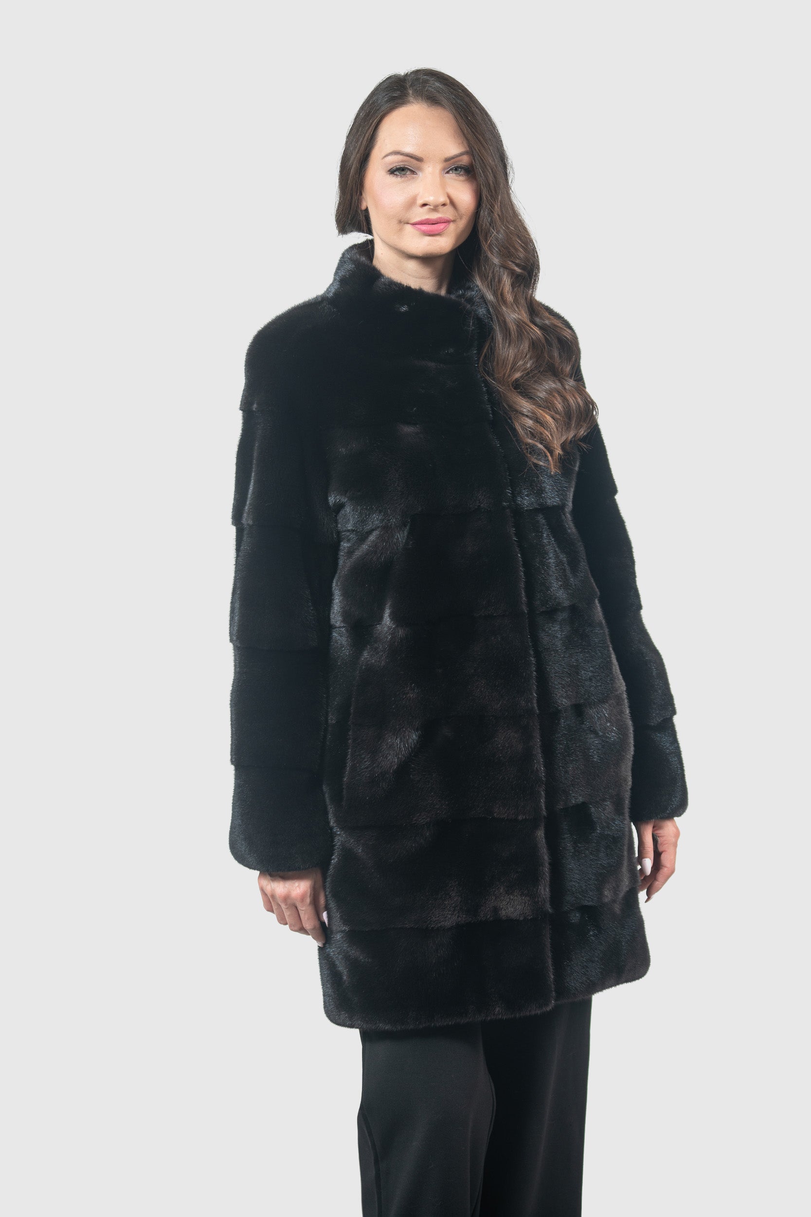 Blackglama Mink Half Coat With Stand Collar PK13C530
