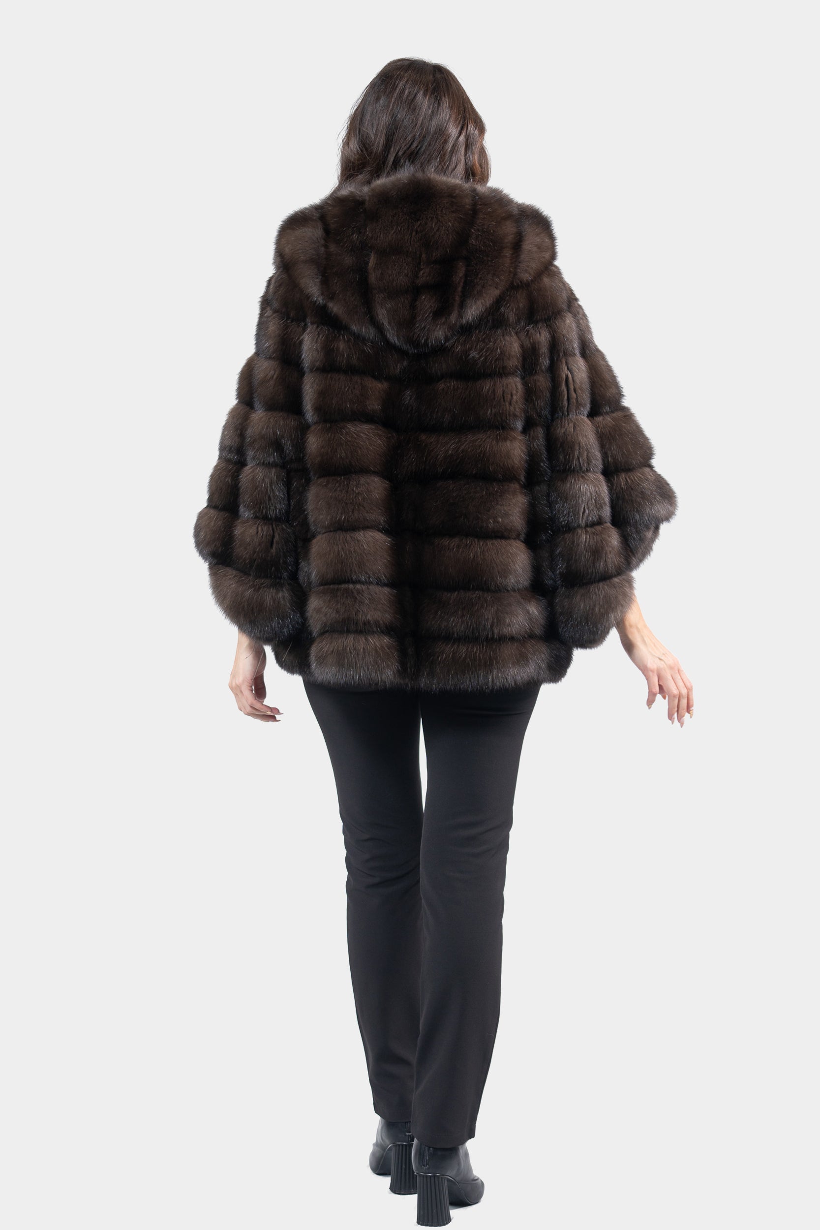 Dark Hooded Russian Sable Cape P/K13C949