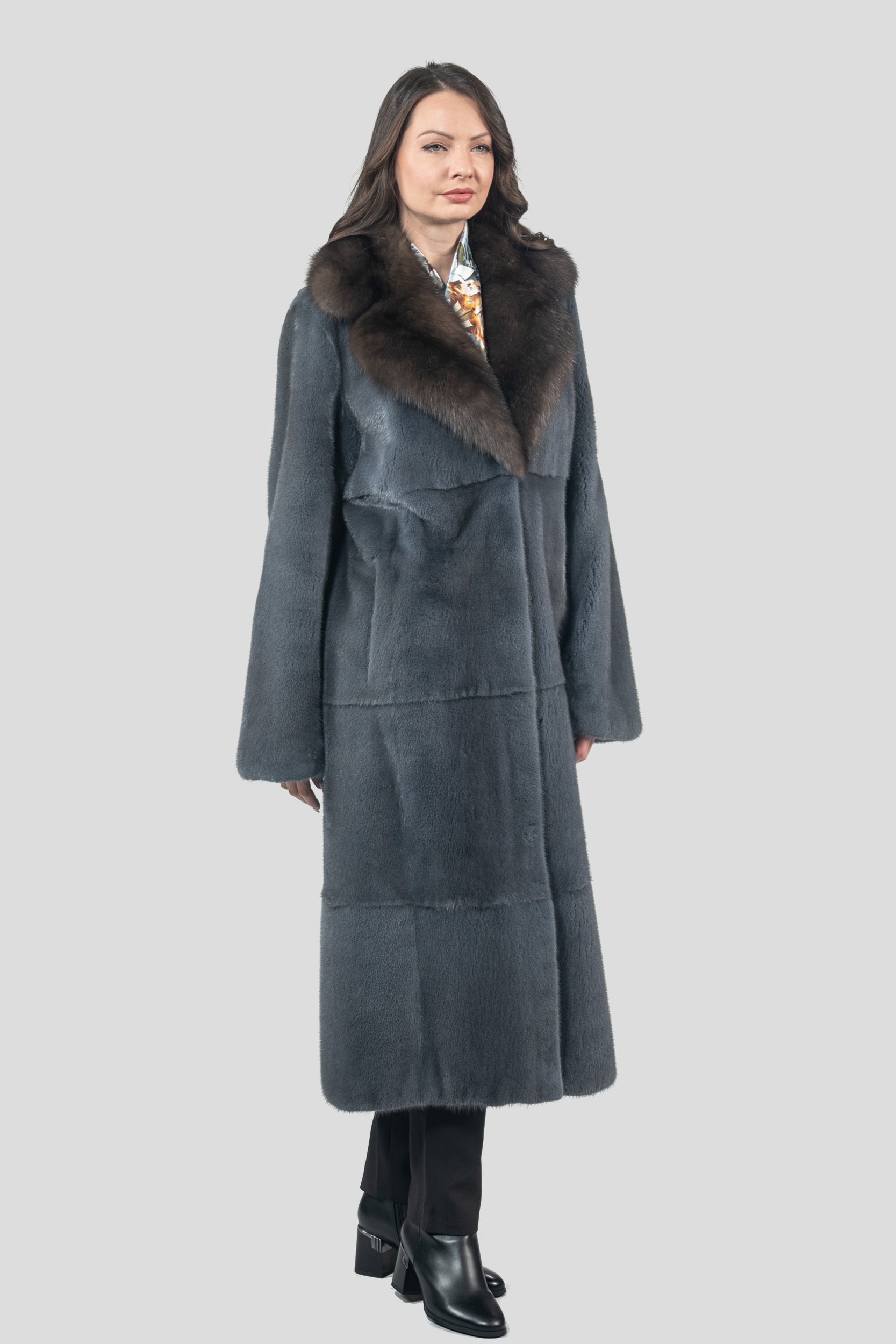 Asphalto Mink Coat with Russian Sable Notch Collar S/S13c530s20