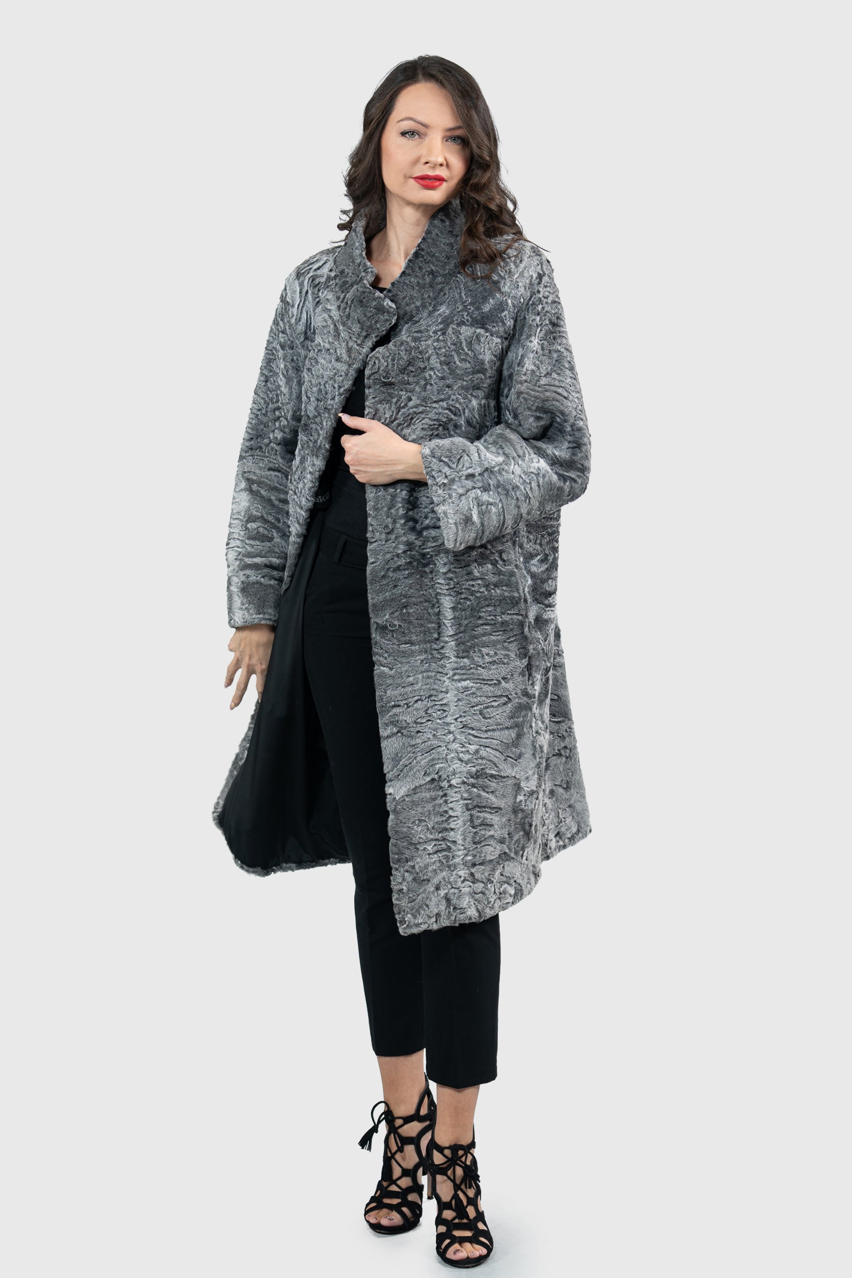 Grey Swakara Half Coat S/S13C530