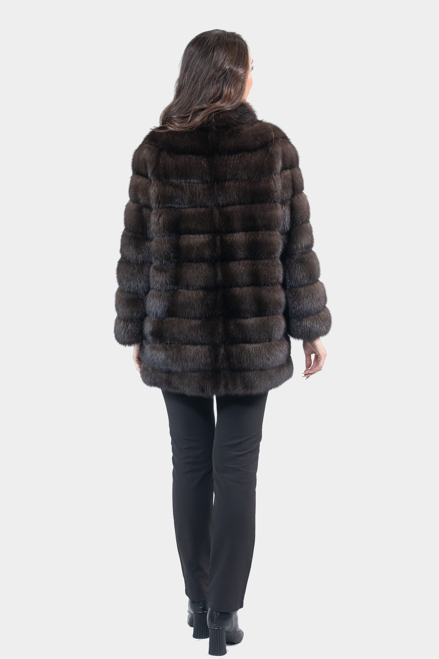 Dark Russian Sable Coat with Stand Collar P/K13C530