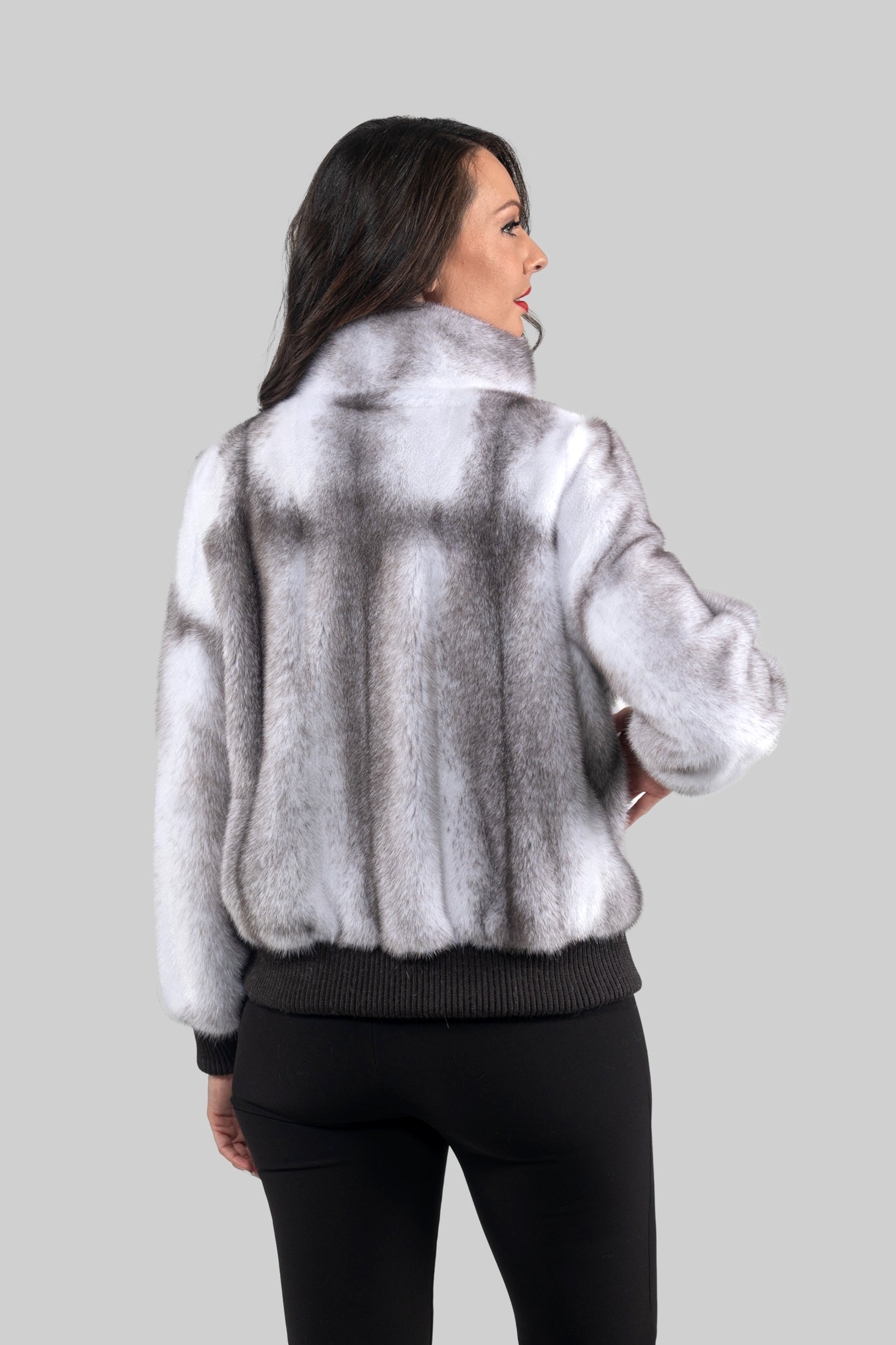 Silver Cross Mink Bomber Jacket with Stand Collar L/O13C224