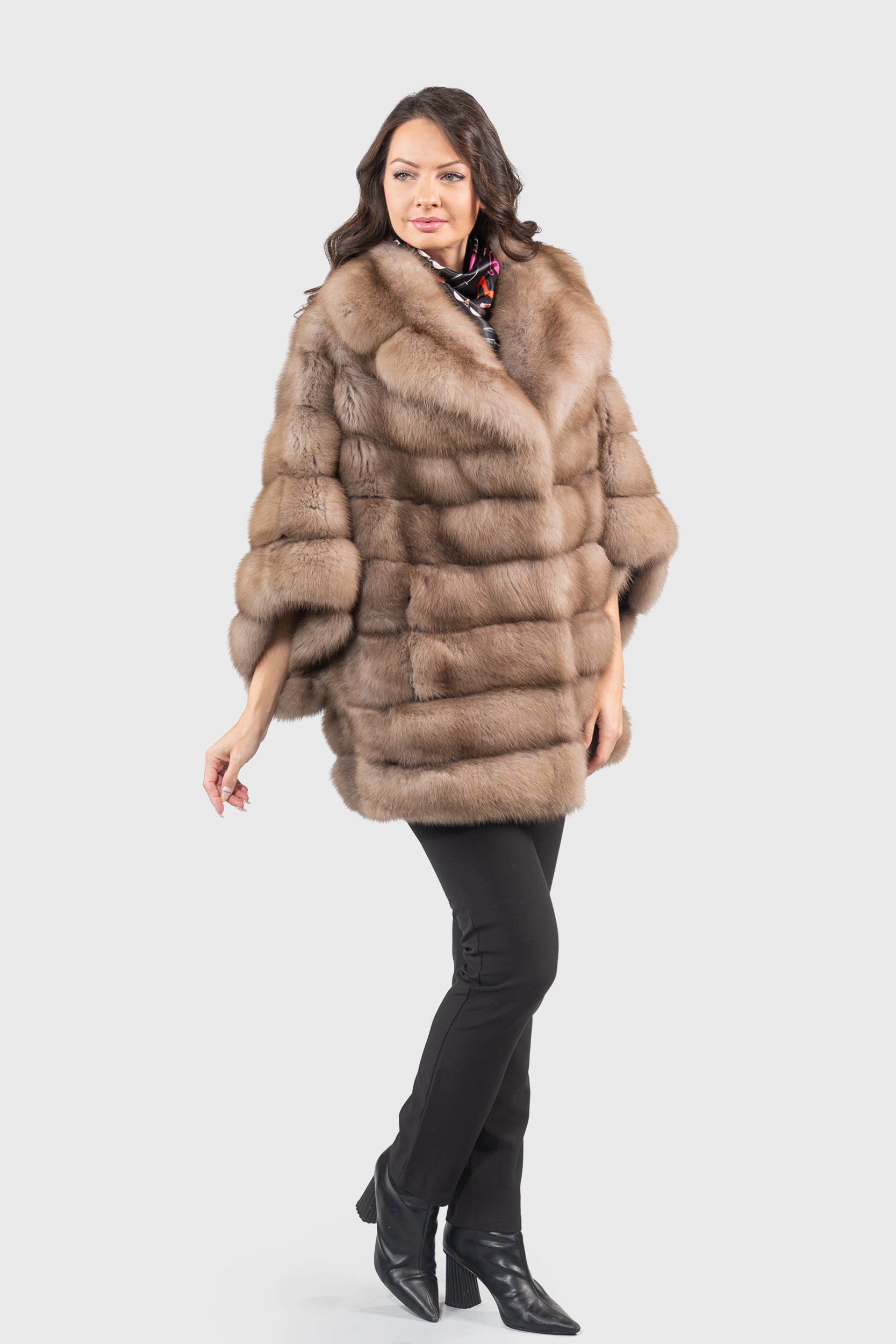 Graphite Baumarten Cape with Notch Collar 929