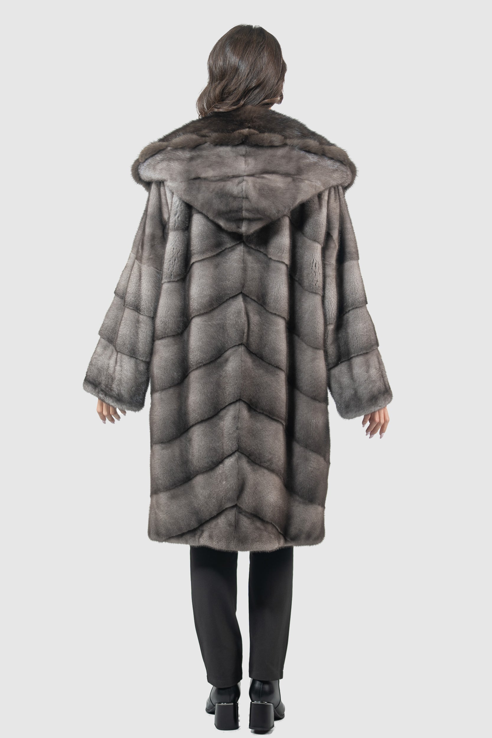 Blue Iris Mink Half Coat with Russian Sable Hood A/K850