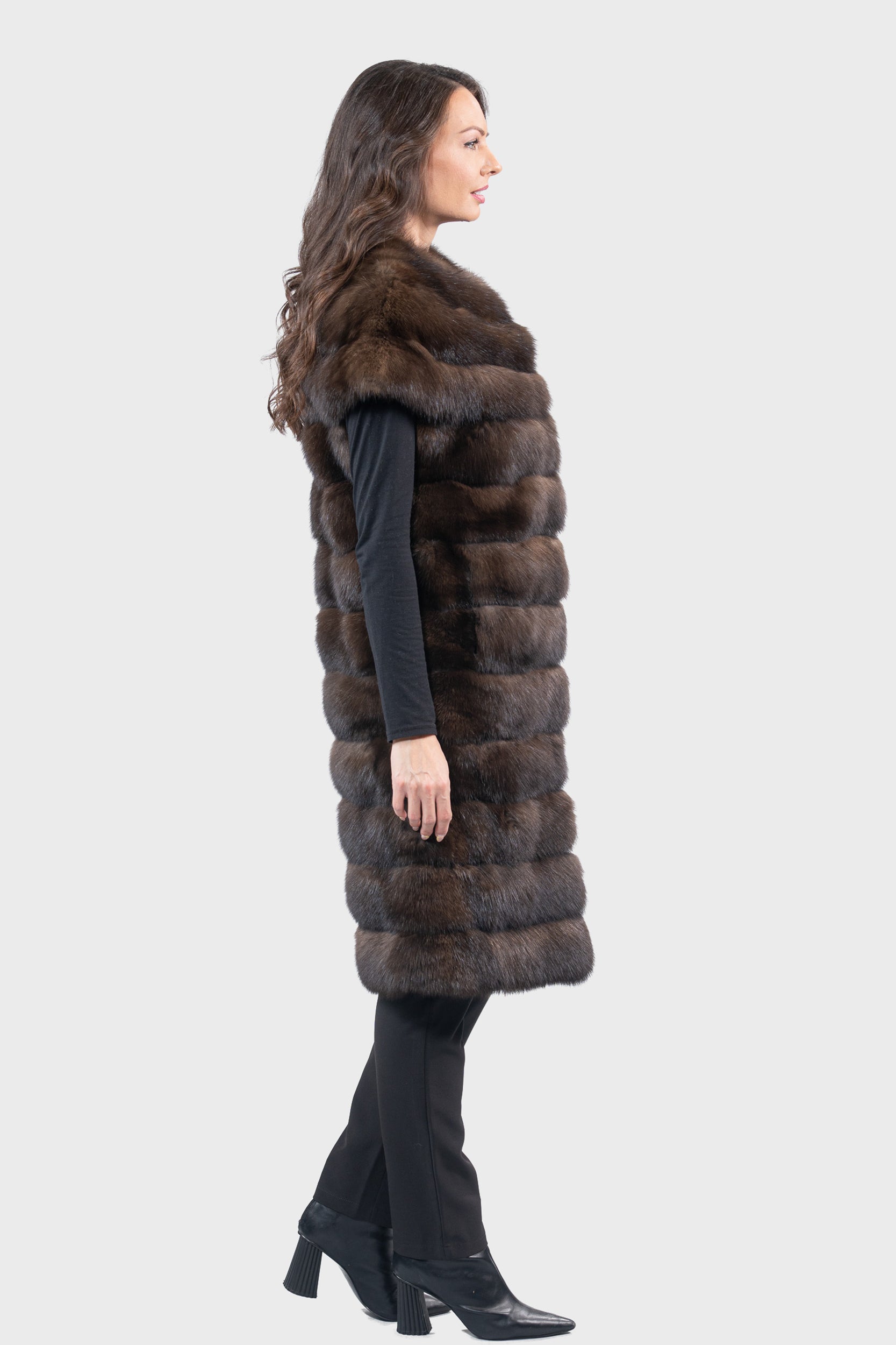 Collarless Dark Russian Sable Vest P/K13C525