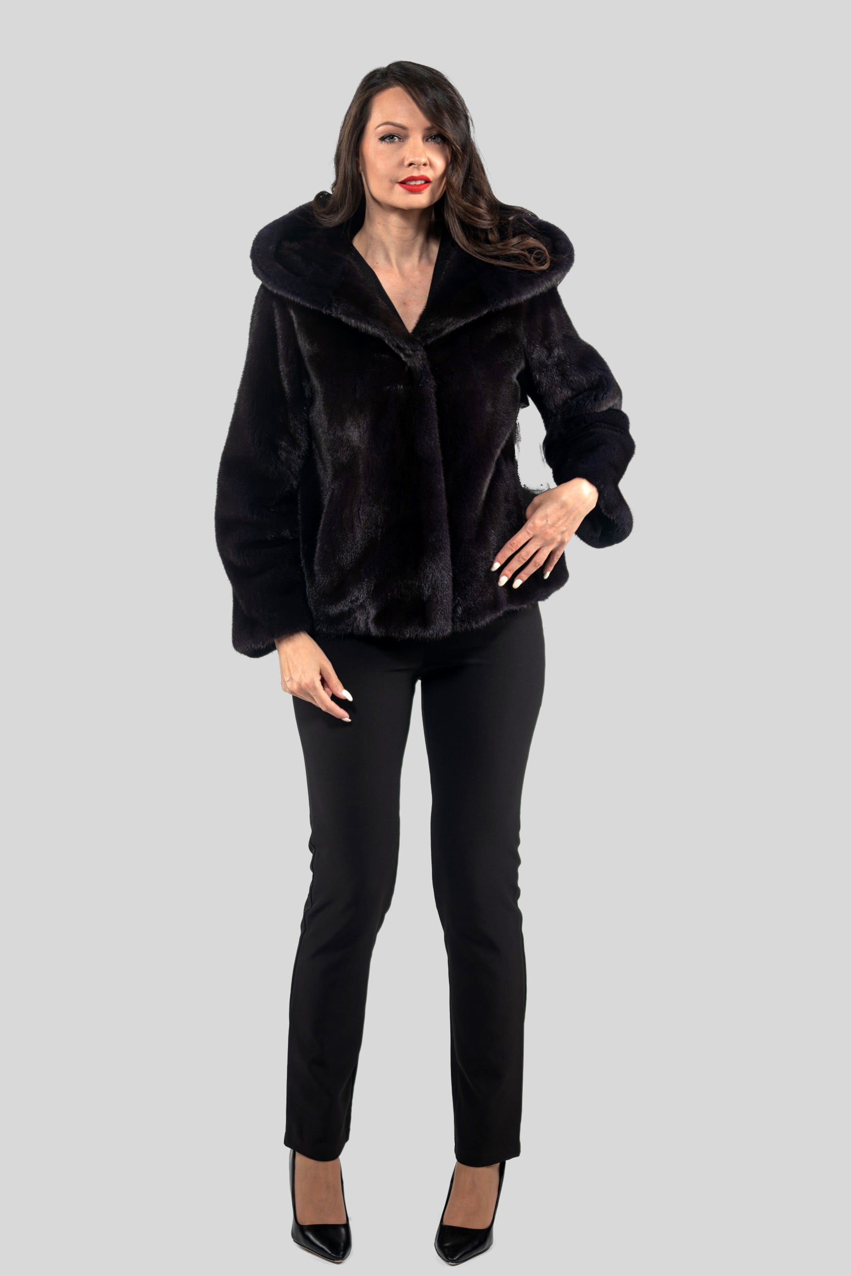 Purple Mink Jacket with Attached Hood L/O13C543H