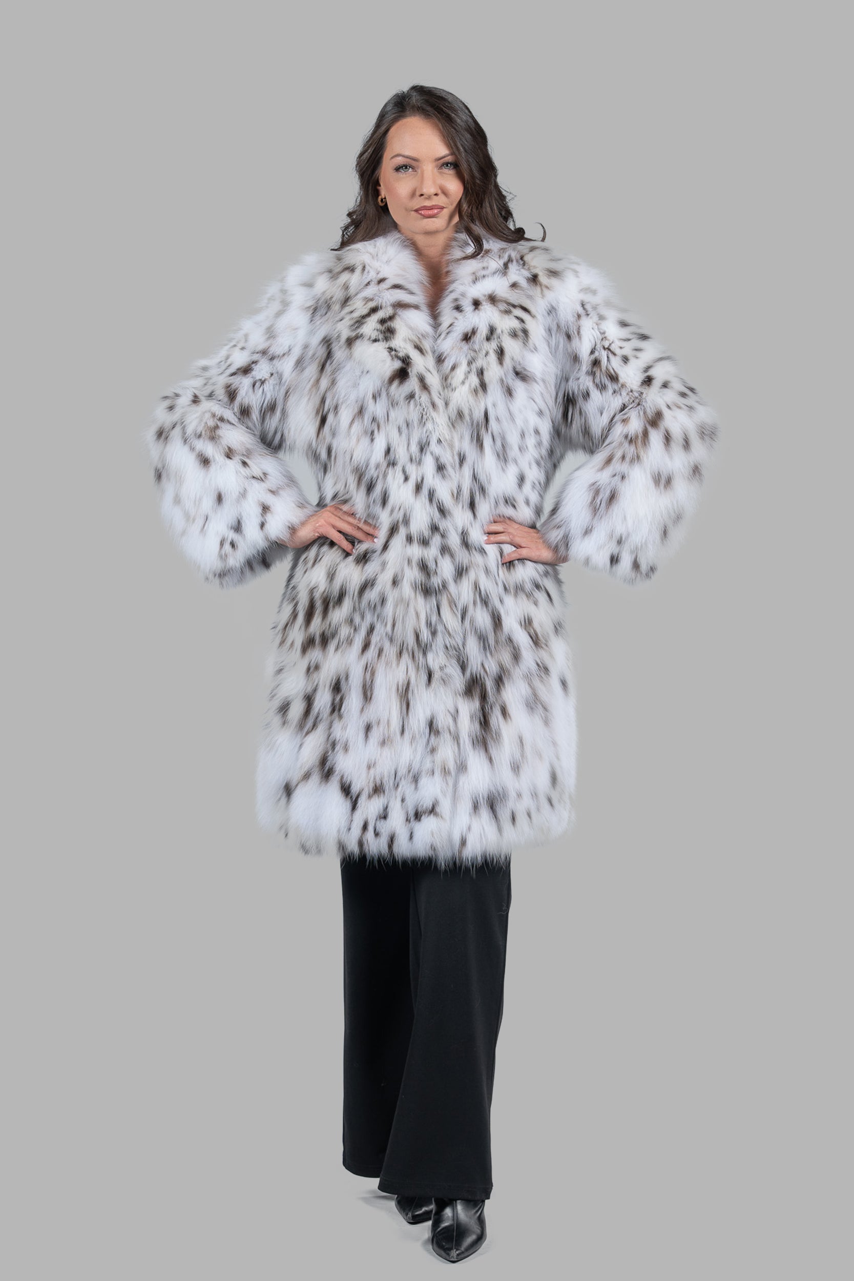 White Lynx Half Coat L/O13C976