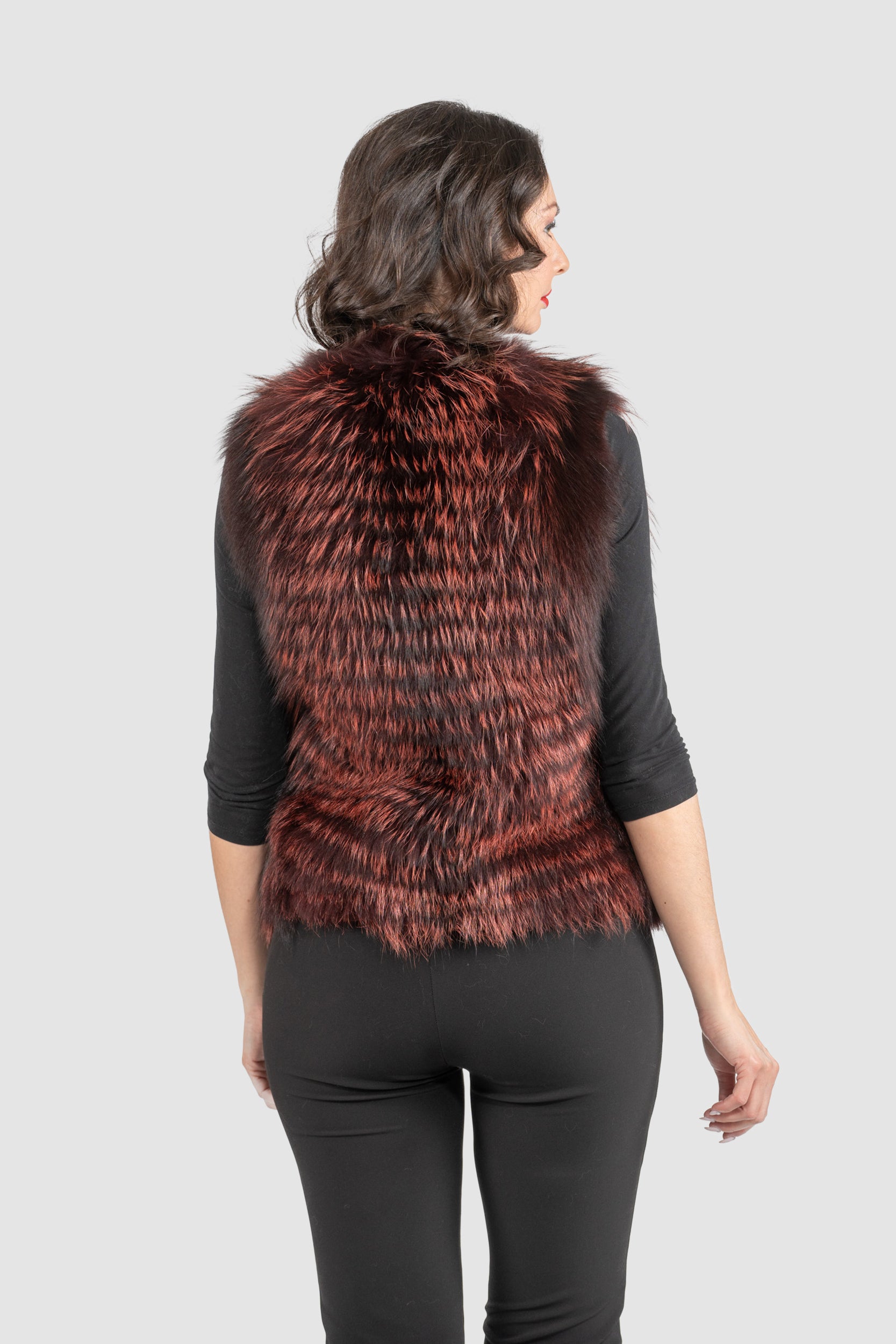 Bordeaux Fox Fur Vest ML170