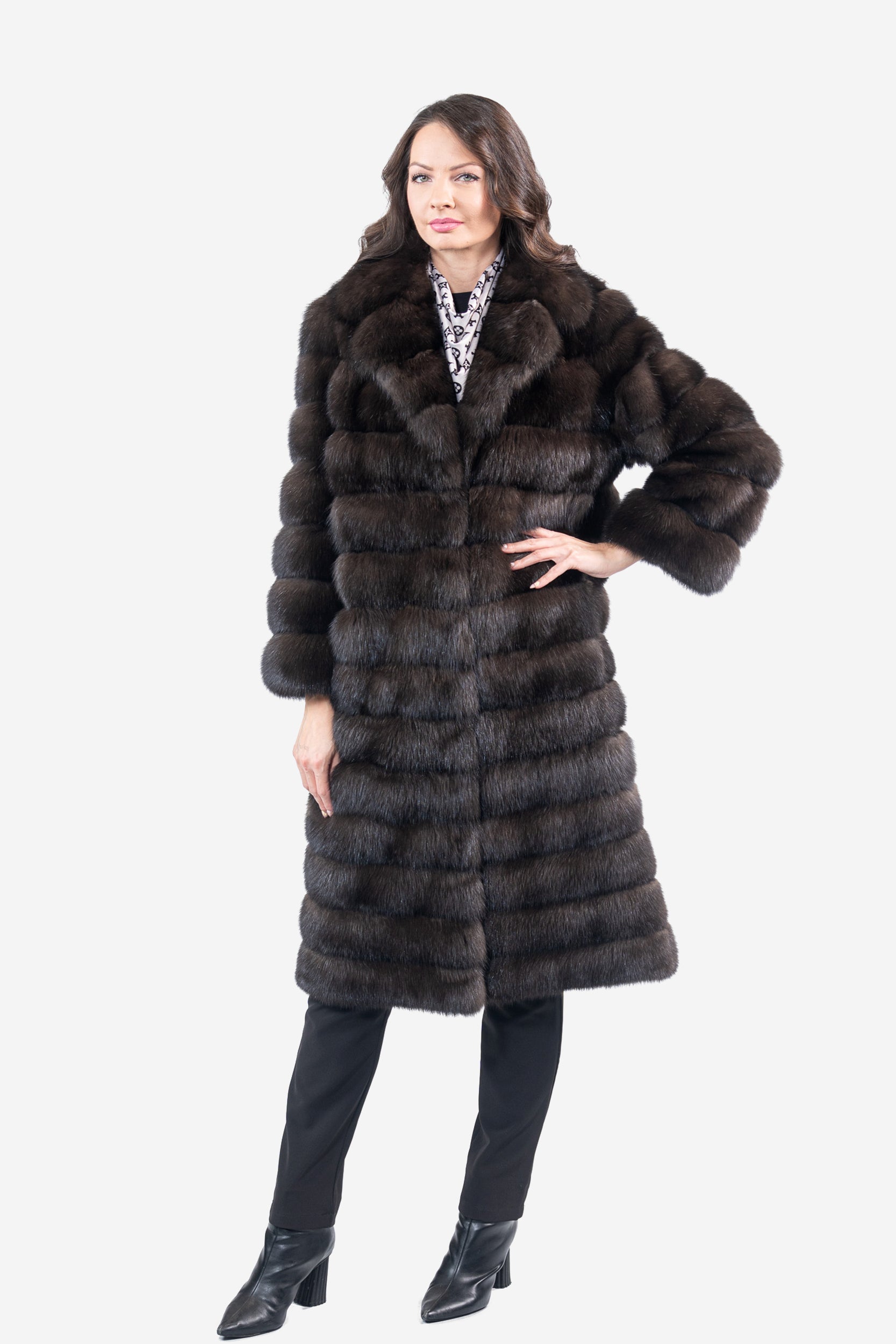 Dark Russian Sable Coat with Notch Collar P/K13c530s20
