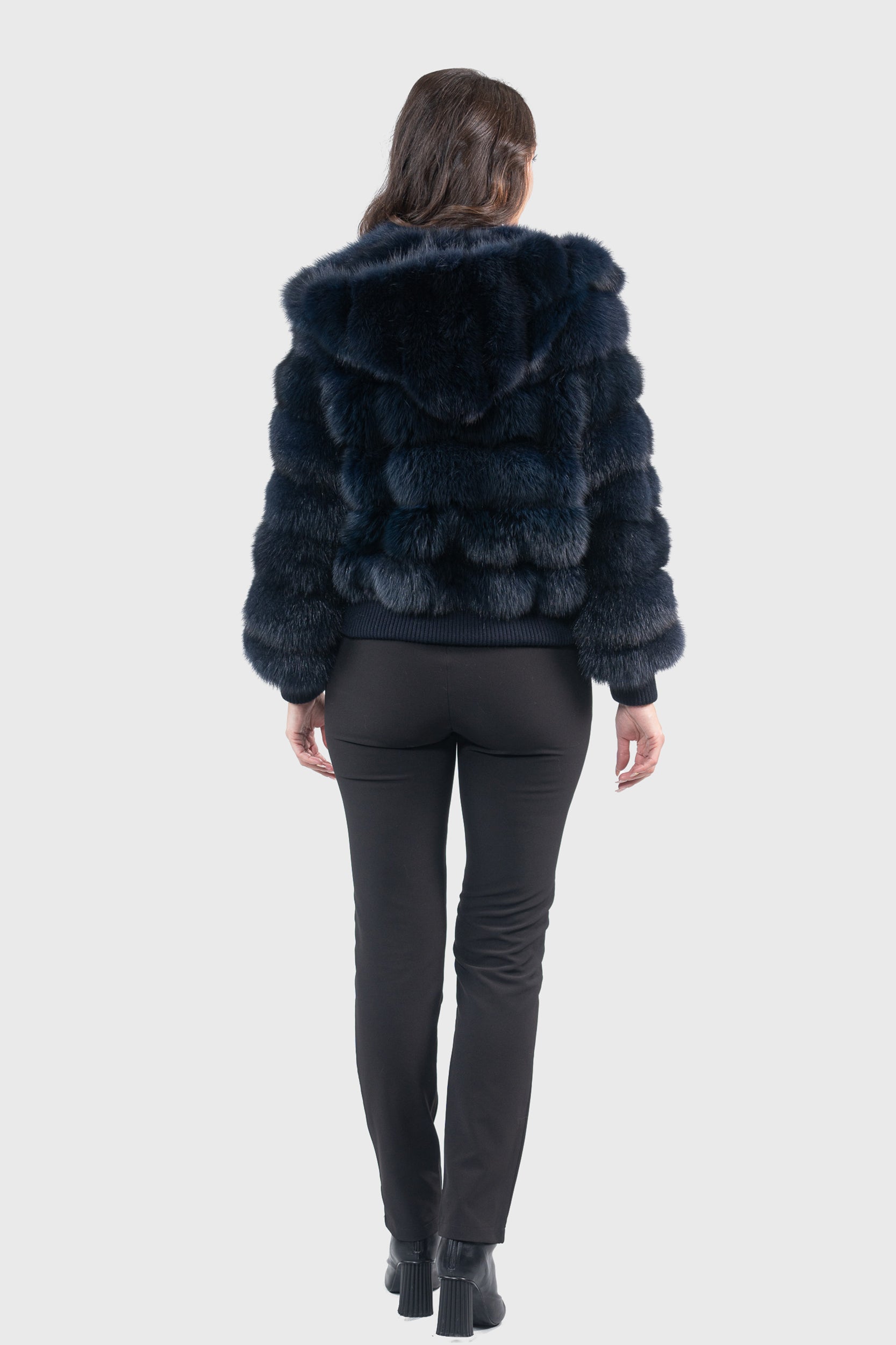 Blue Black Baumarten Bomber Jacket with Hood P/K228H