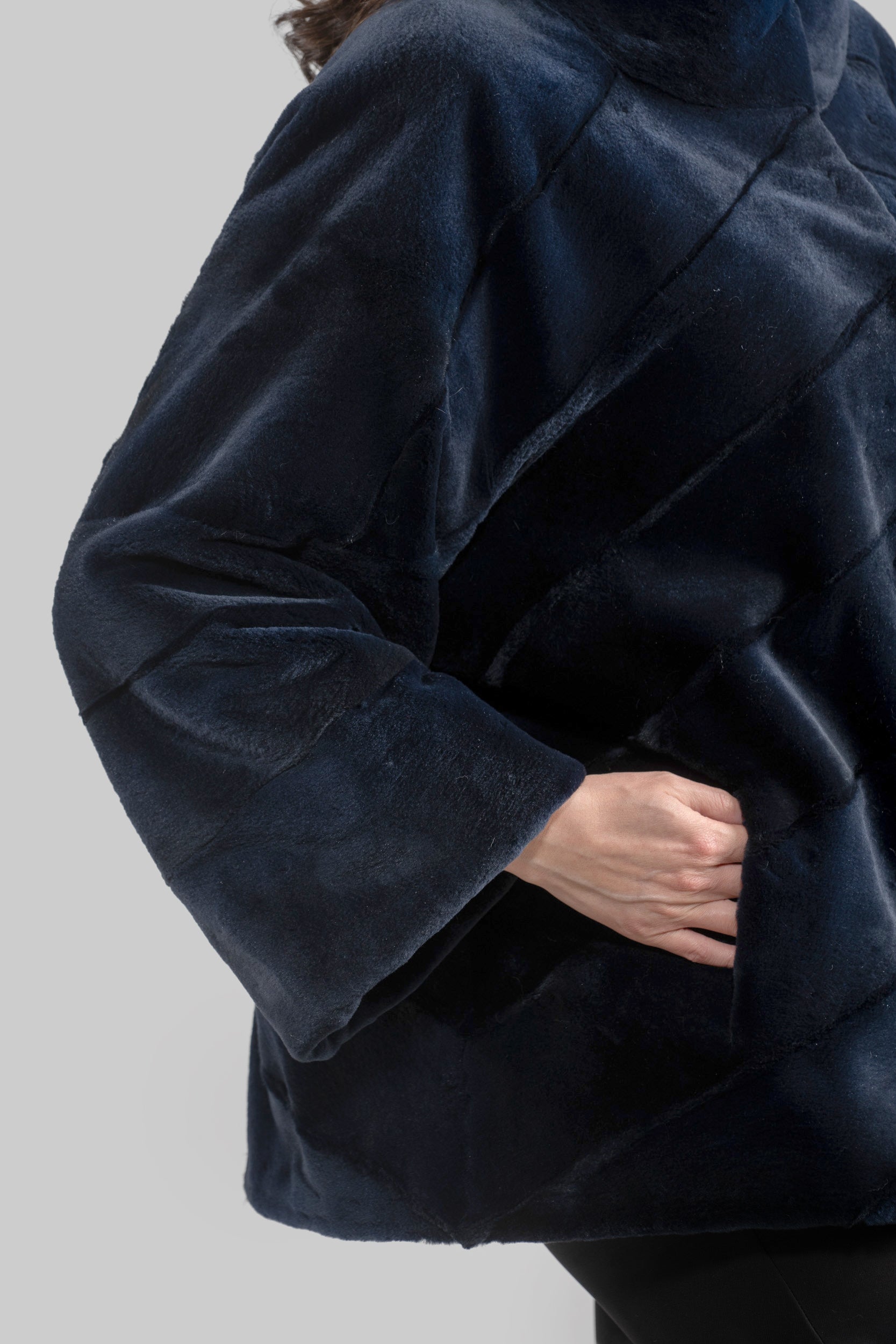 Blue Black Mink Sheared Jacket A/K13C848