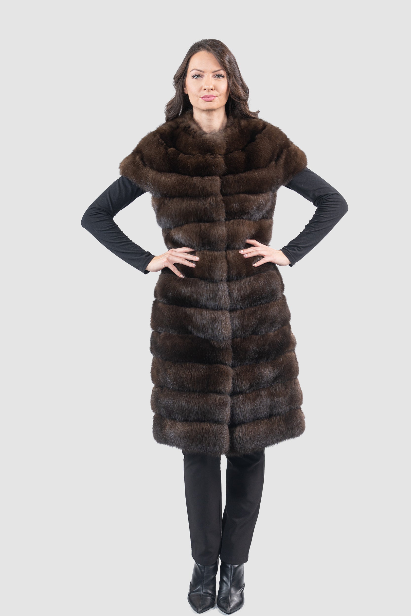 Collarless Dark Russian Sable Vest P/K13C525