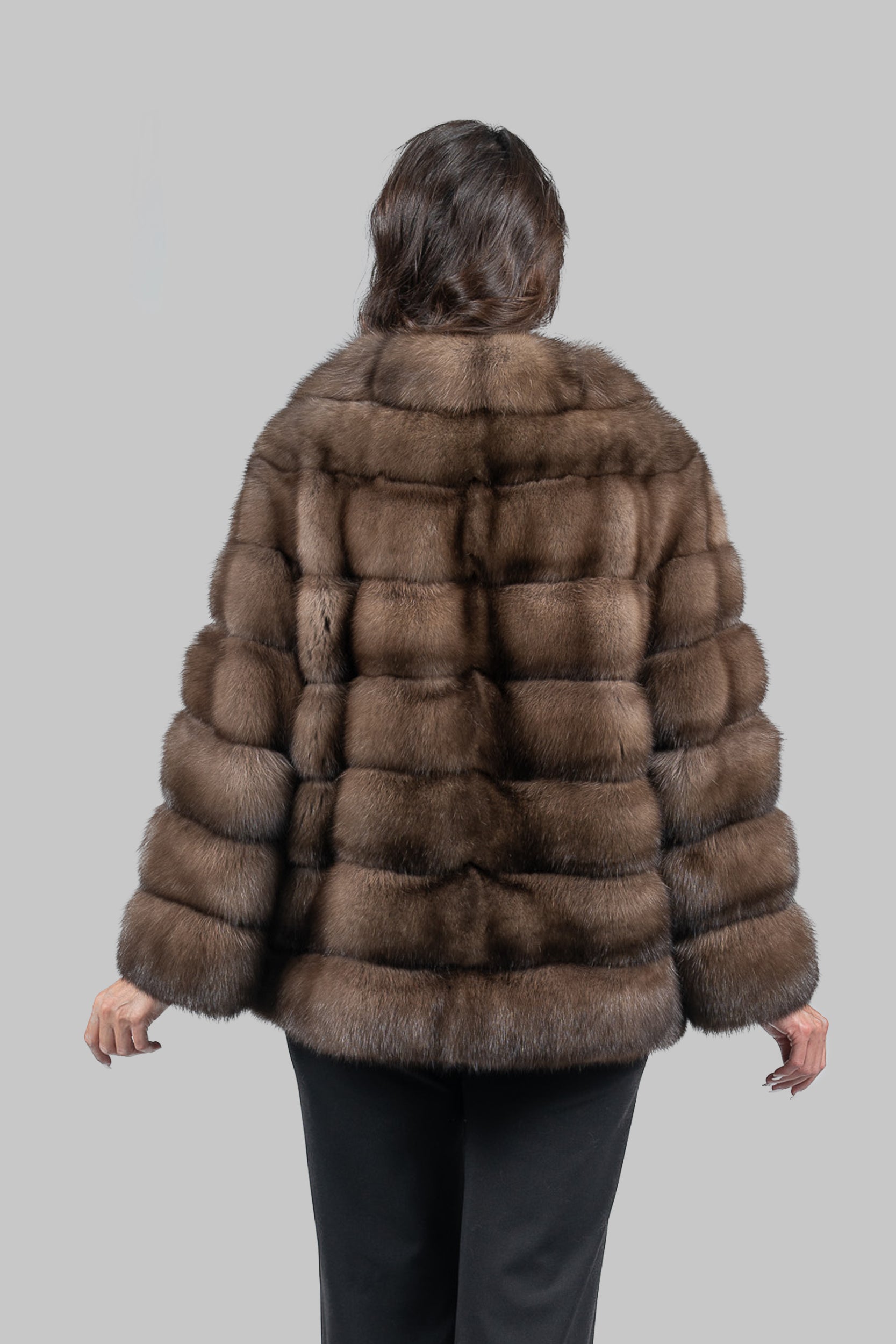 Titanium Sable Half Coat with Shawl Collar P/K18M004