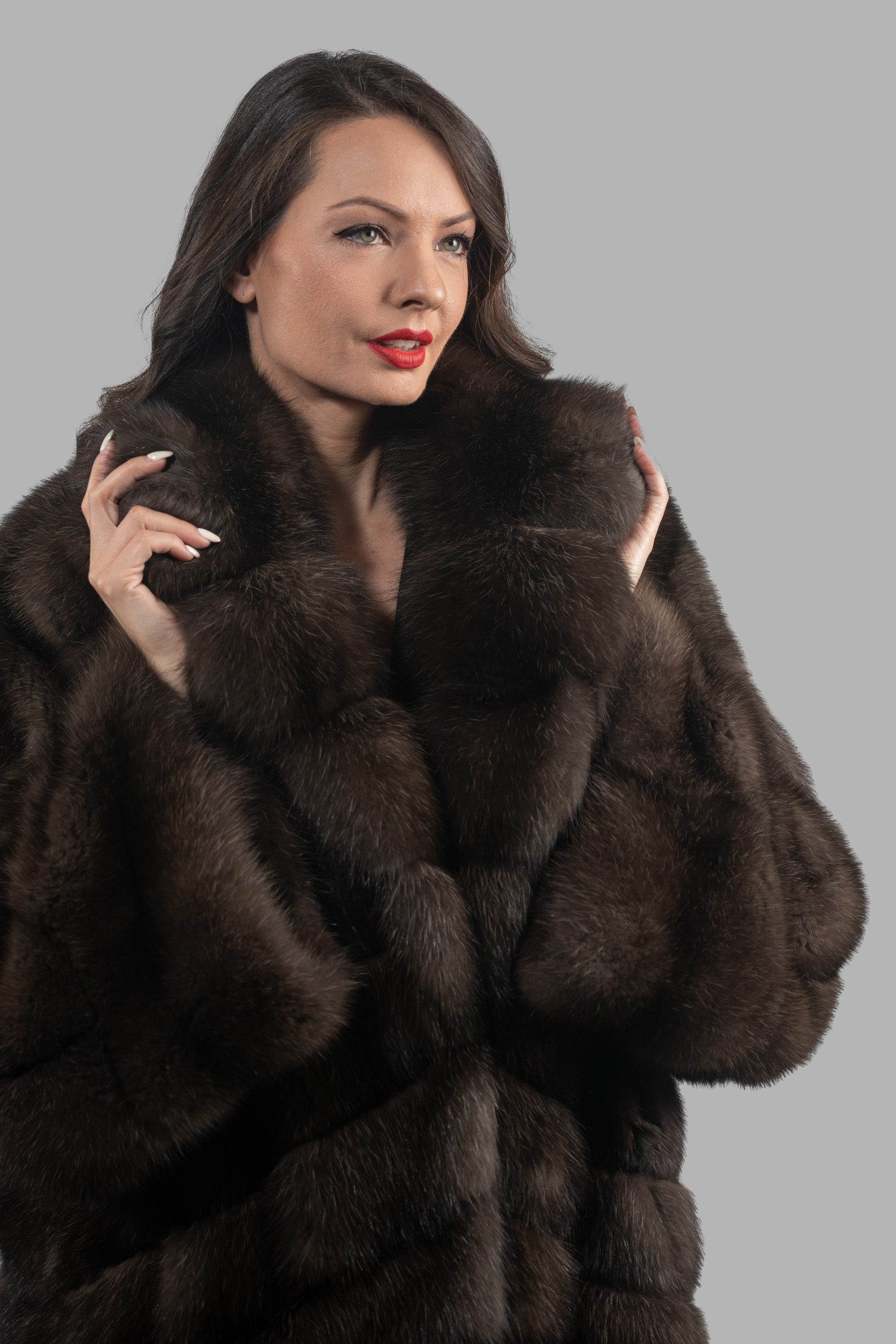 Dark Russian Sable Coat with Let Out Sleeves A/KI1793