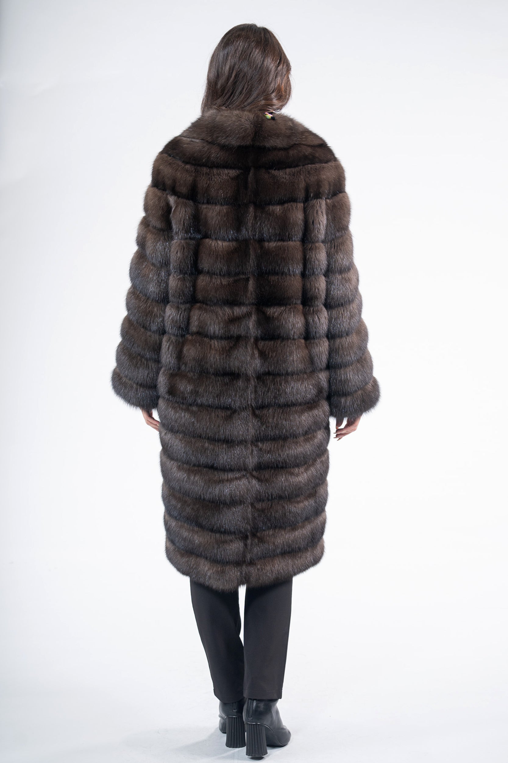 Dark Reversible Russian Sable Coat with Notch Collar P/K13c530s20o