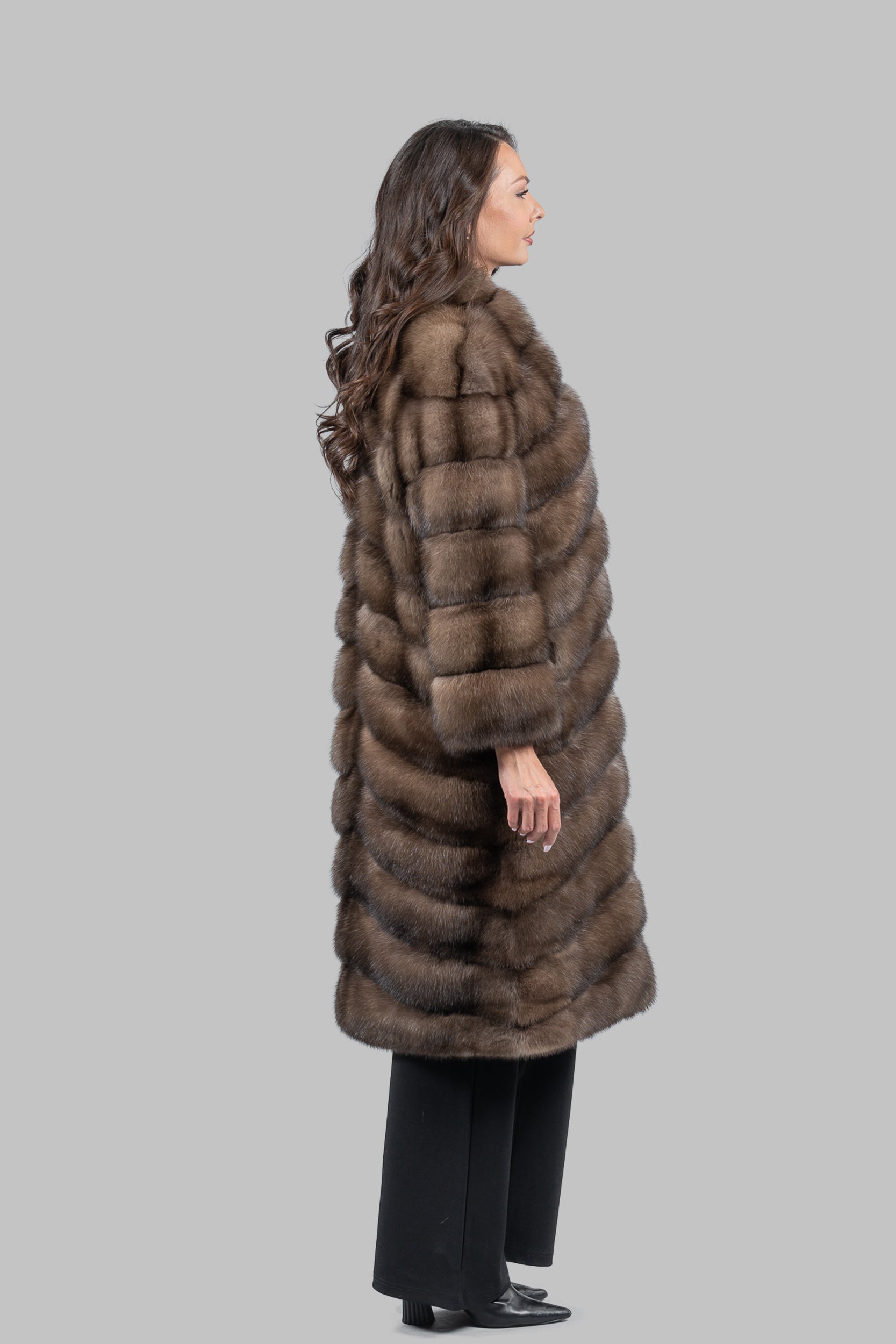 Platino Russian Sable Long Coat with Smoking Collar A/K13C530G8003