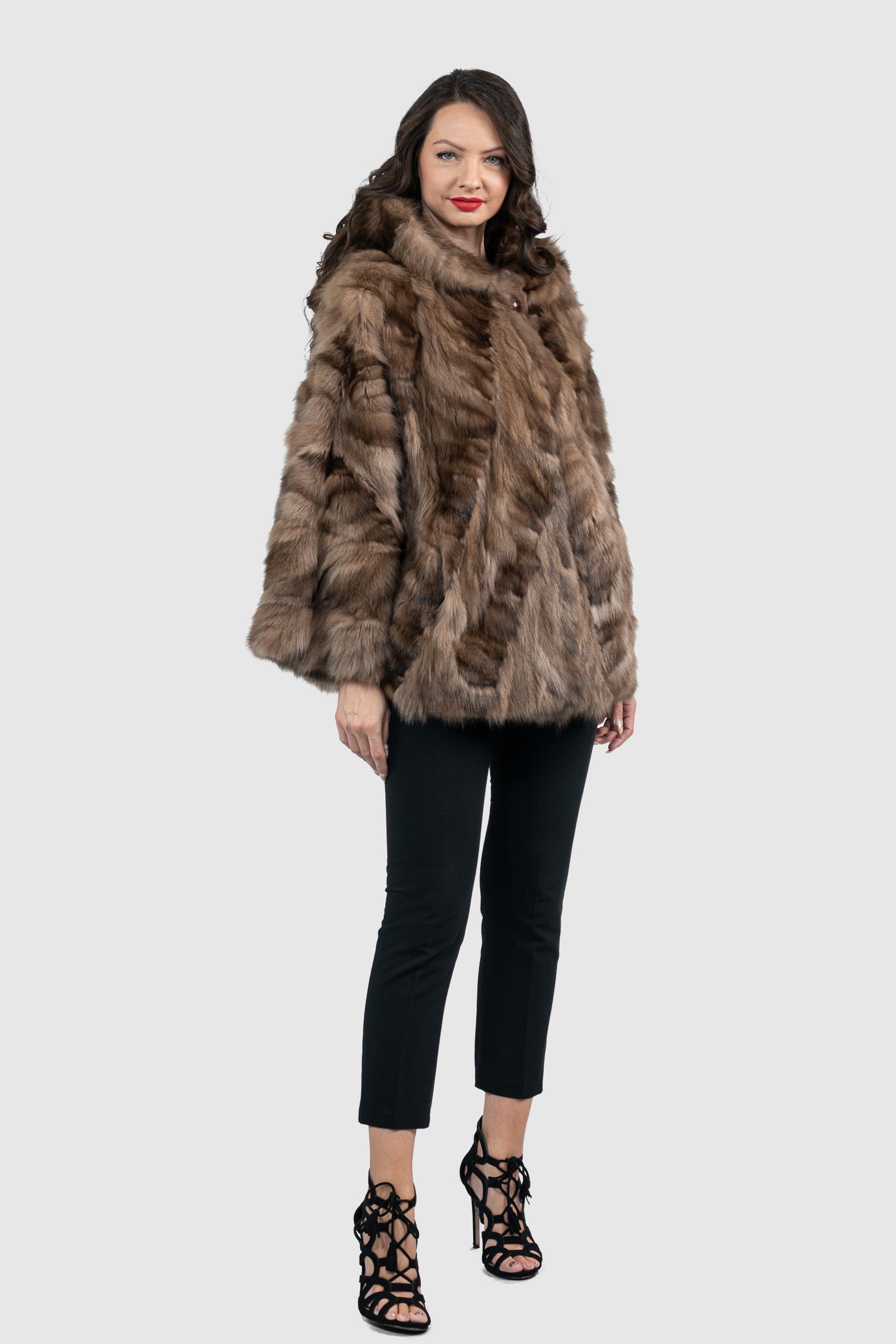 Russian Sable Pieced Hooded Jacket A/KR5-RS