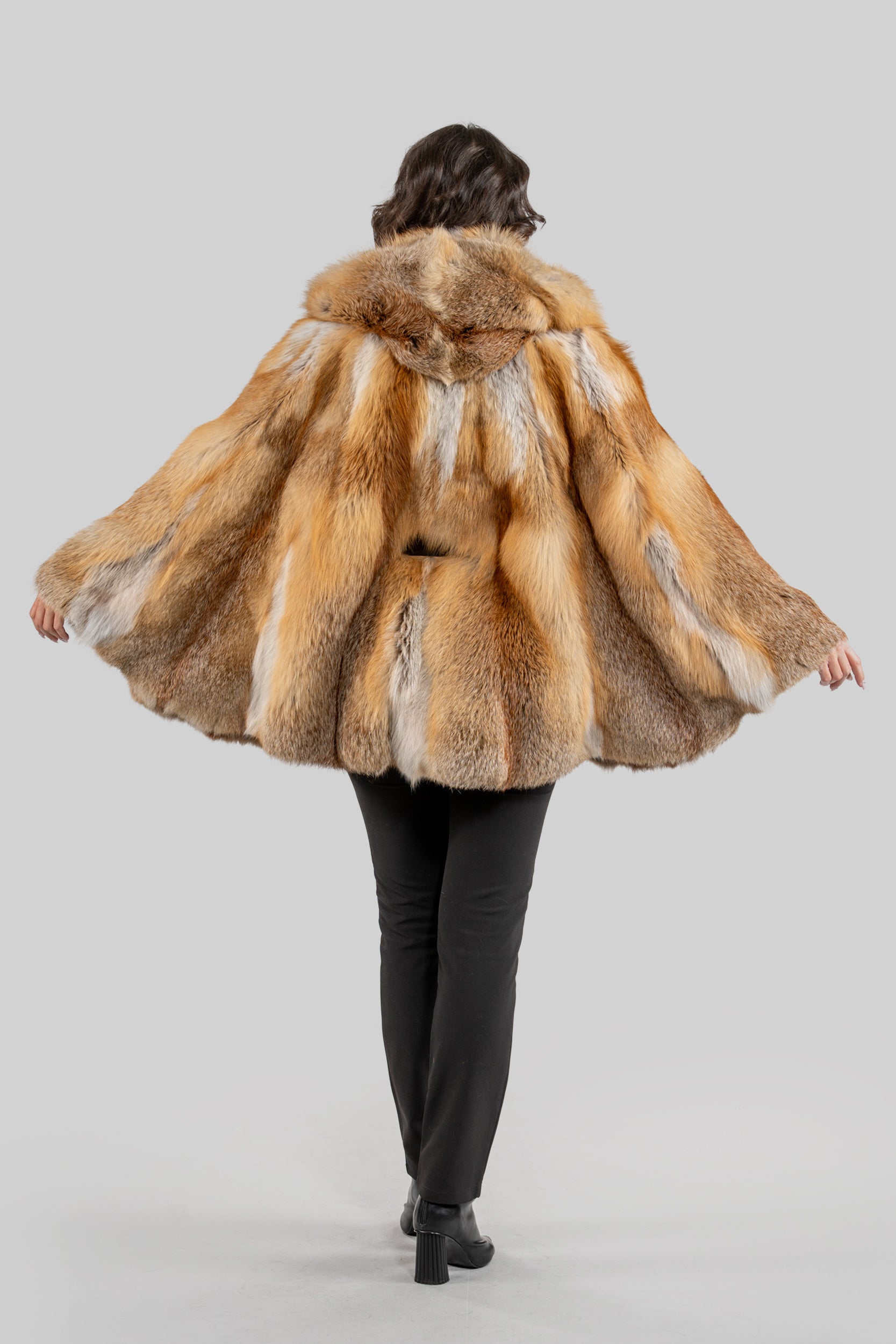Natural Fox Hooded Half Coat 13C709H