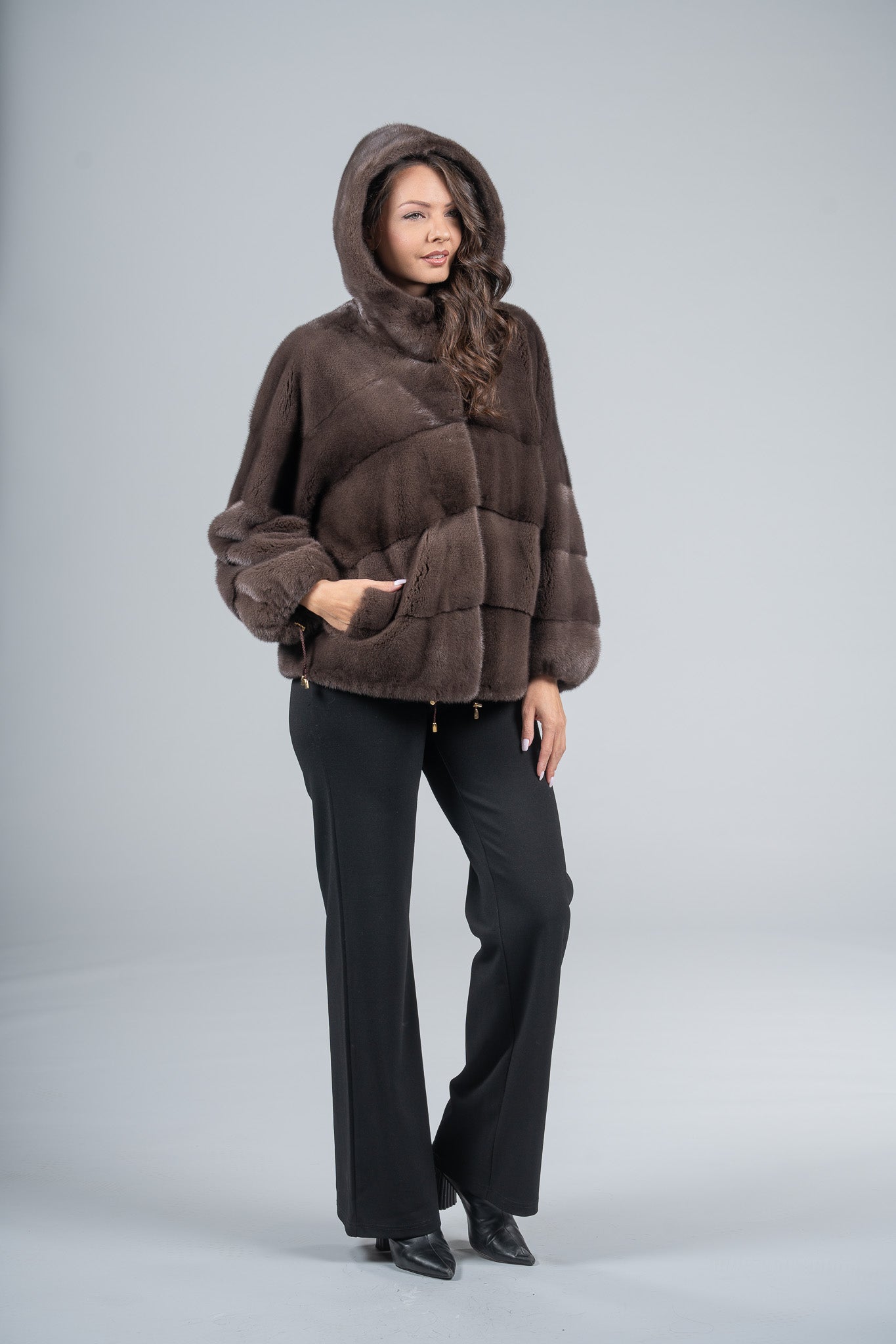 Wood Mink Jacket with Hood A/K13C850H228
