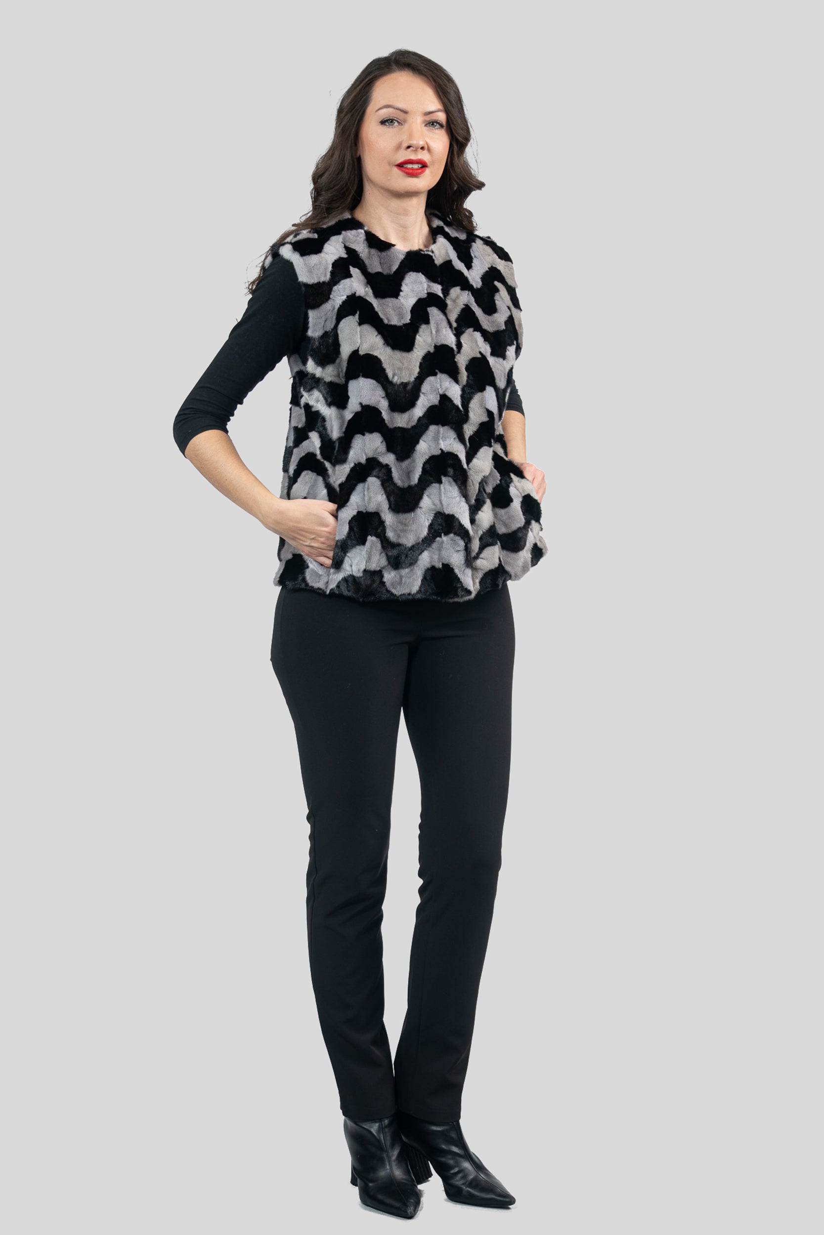 Multicolor Mink Pieced Vest 13C519