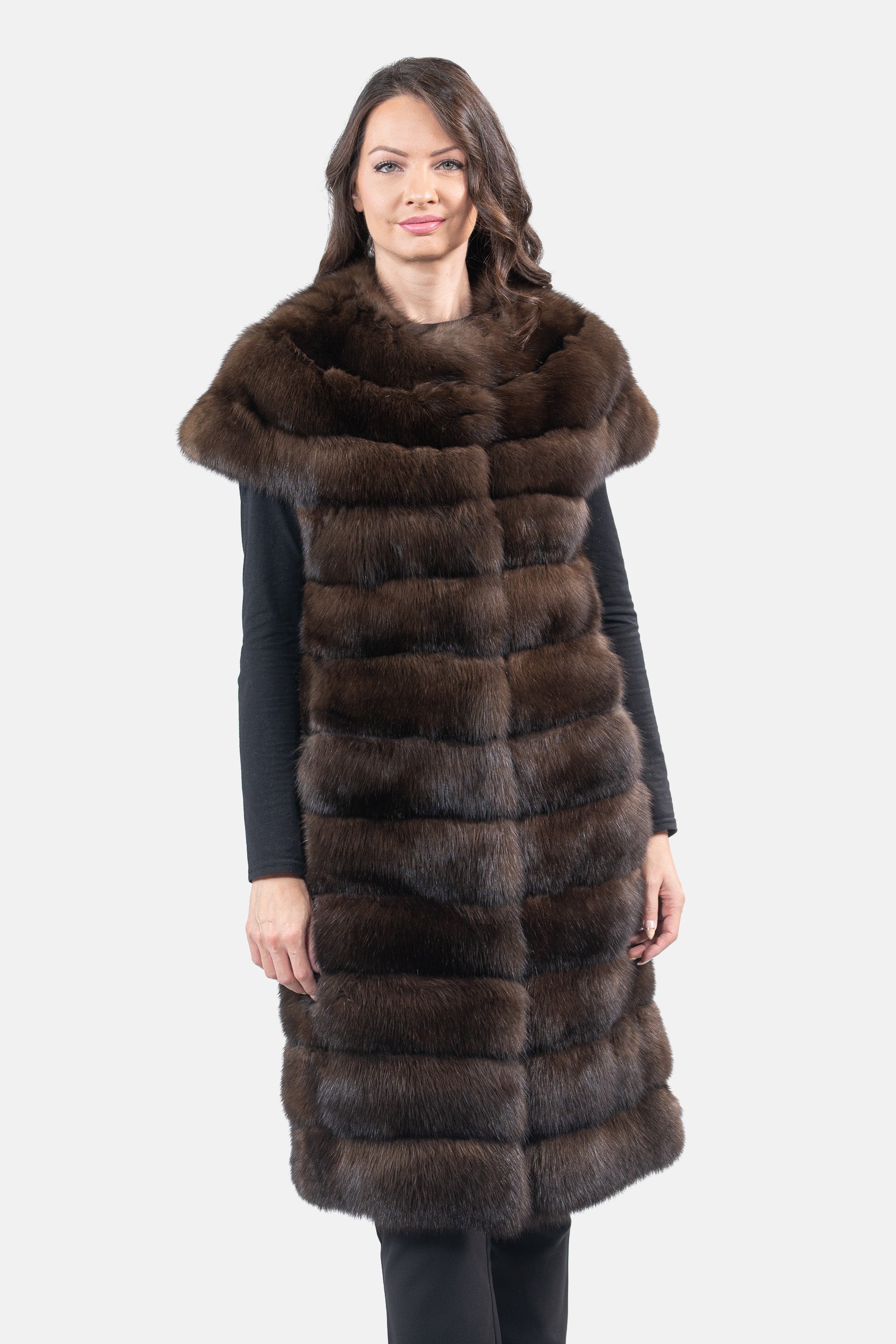 Collarless Dark Russian Sable Vest P/K13C525