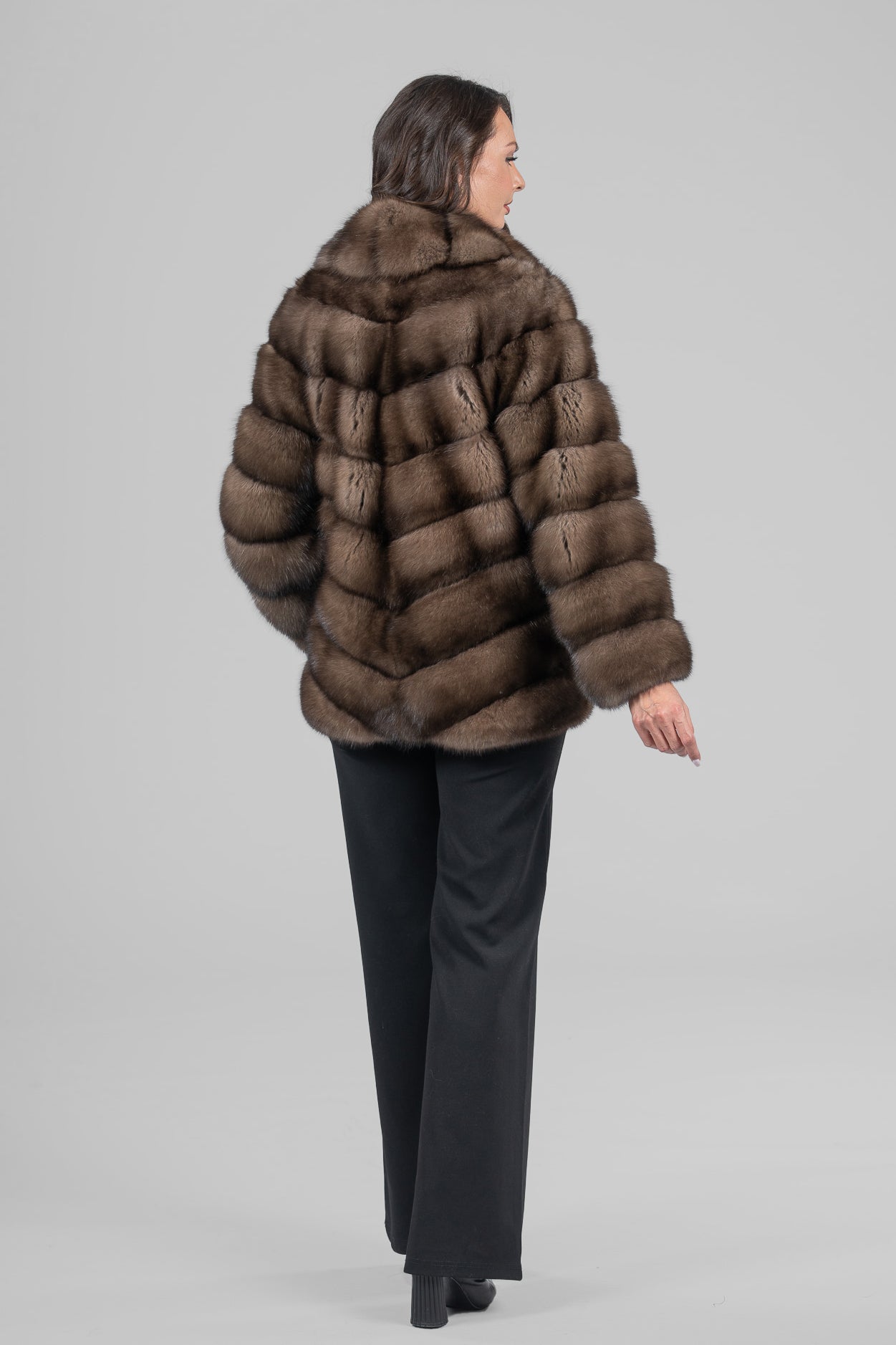 Platino Russian Sable Half Coat with Shawl Collar A/K13C530gC17