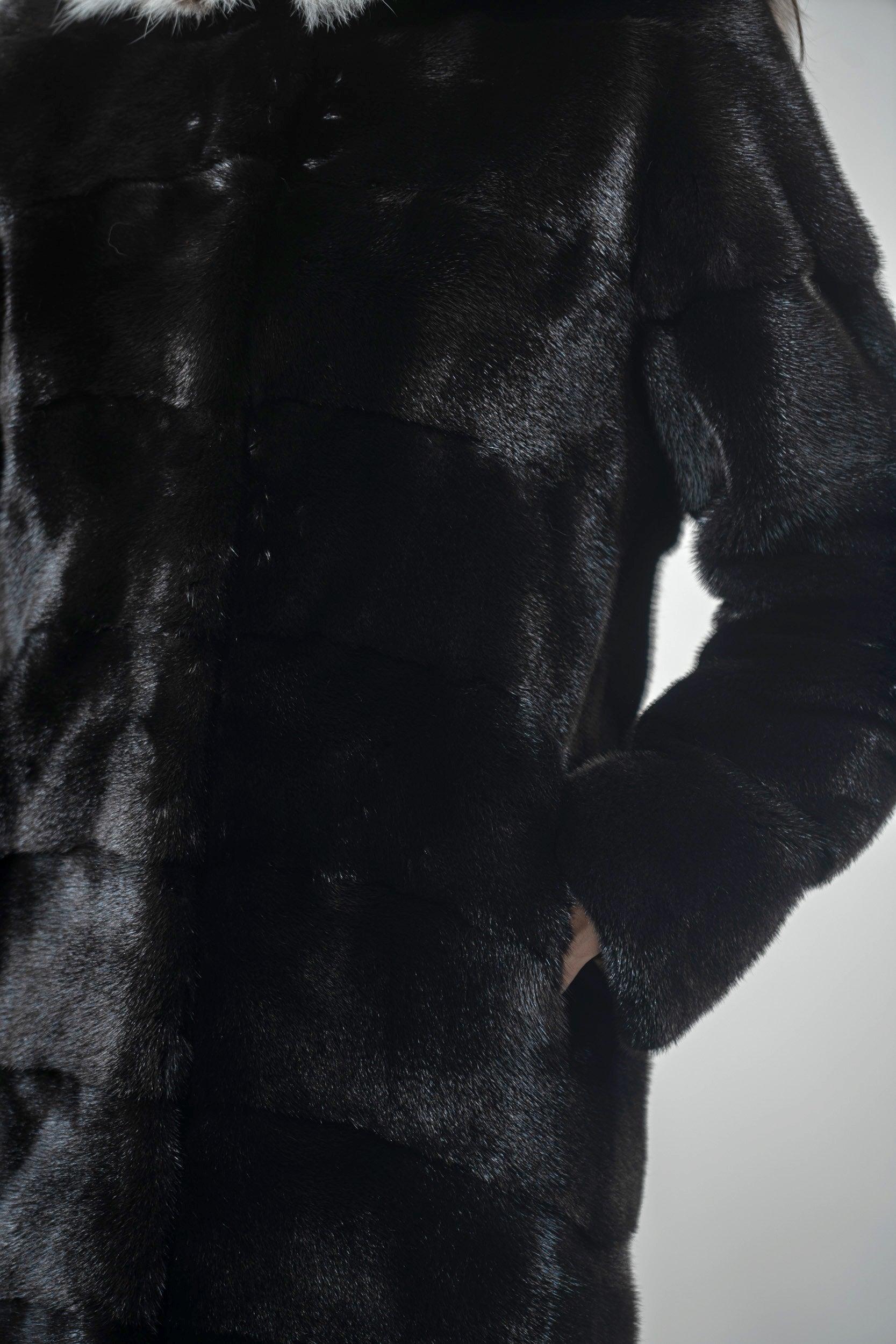 Blackglama Mink Half Coat with Bobcat Hood P/K19134